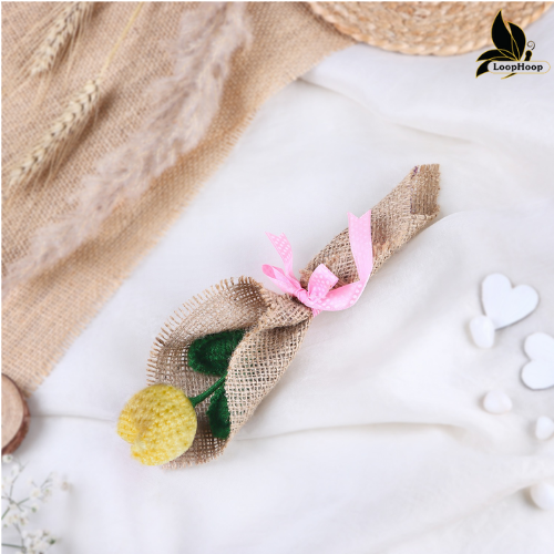 Magic of wonder Handmade Crochet Yellow Tulip Flower Bouquet (1 Stem)