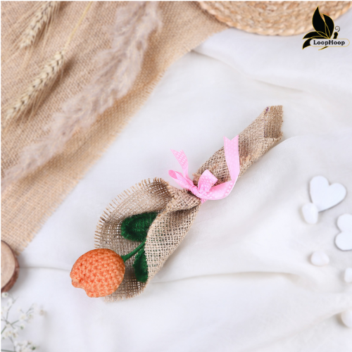 Glowing Handmade Crochet Peach Tulip Flower Bouquet (1 Stem)