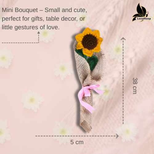 You are my Sunshine Sunflower Crochet Flower Bouquet (1 Stem)