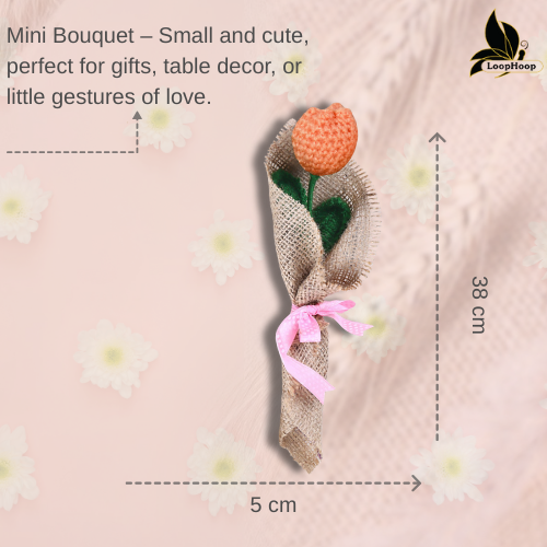 Glowing Handmade Crochet Peach Tulip Flower Bouquet (1 Stem)