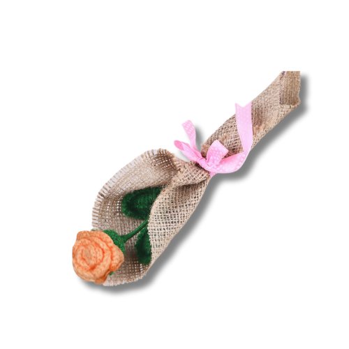 Blissful Peach Rose Crochet Flower Bouquet (1 Stem)