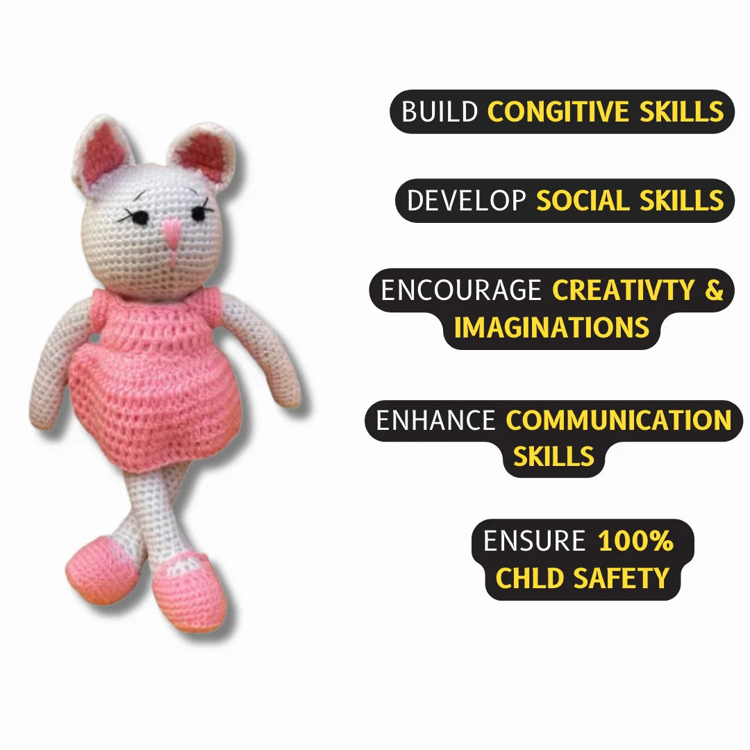 Crochet Handmade Pink Kitty Toy