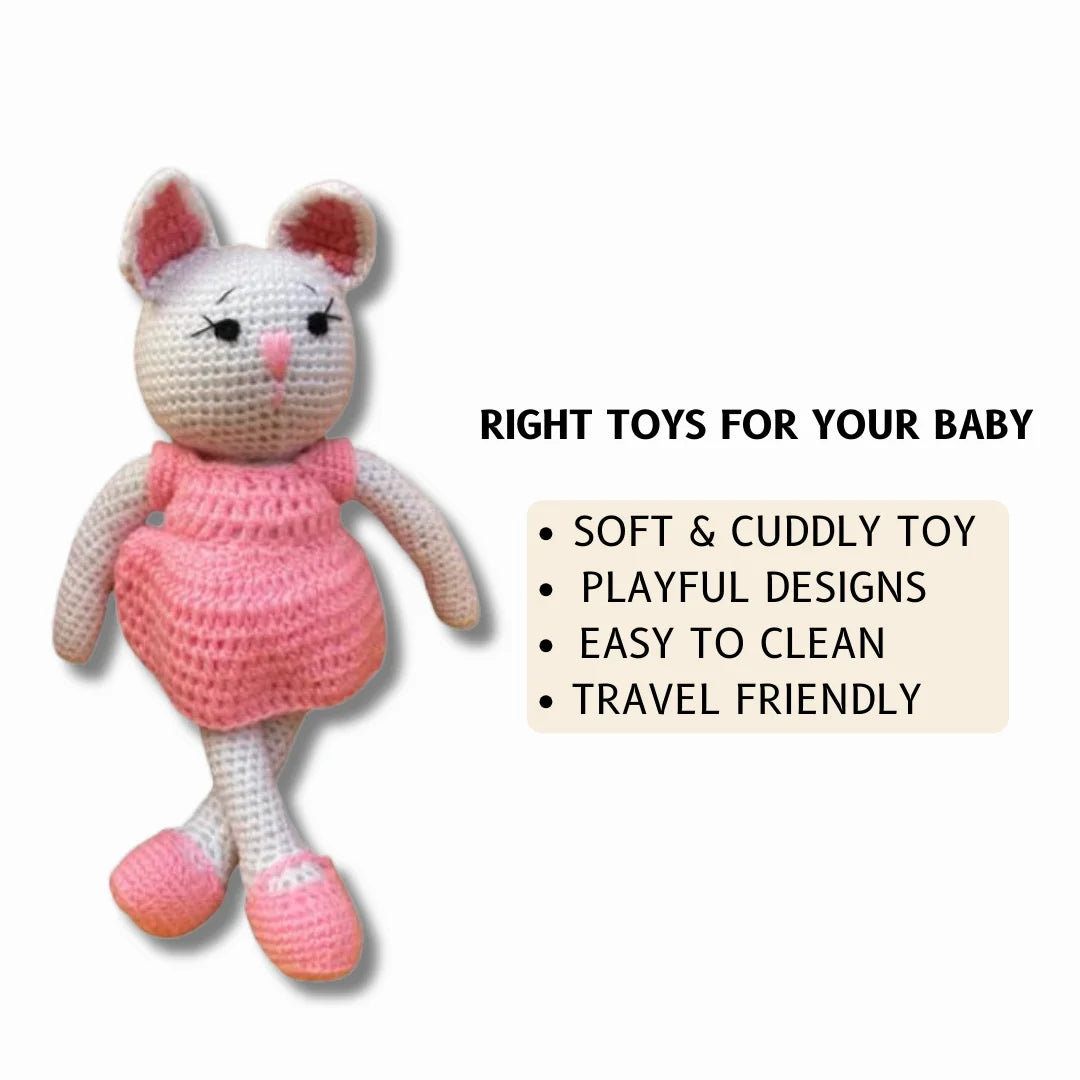 Crochet Handmade Pink Kitty Toy