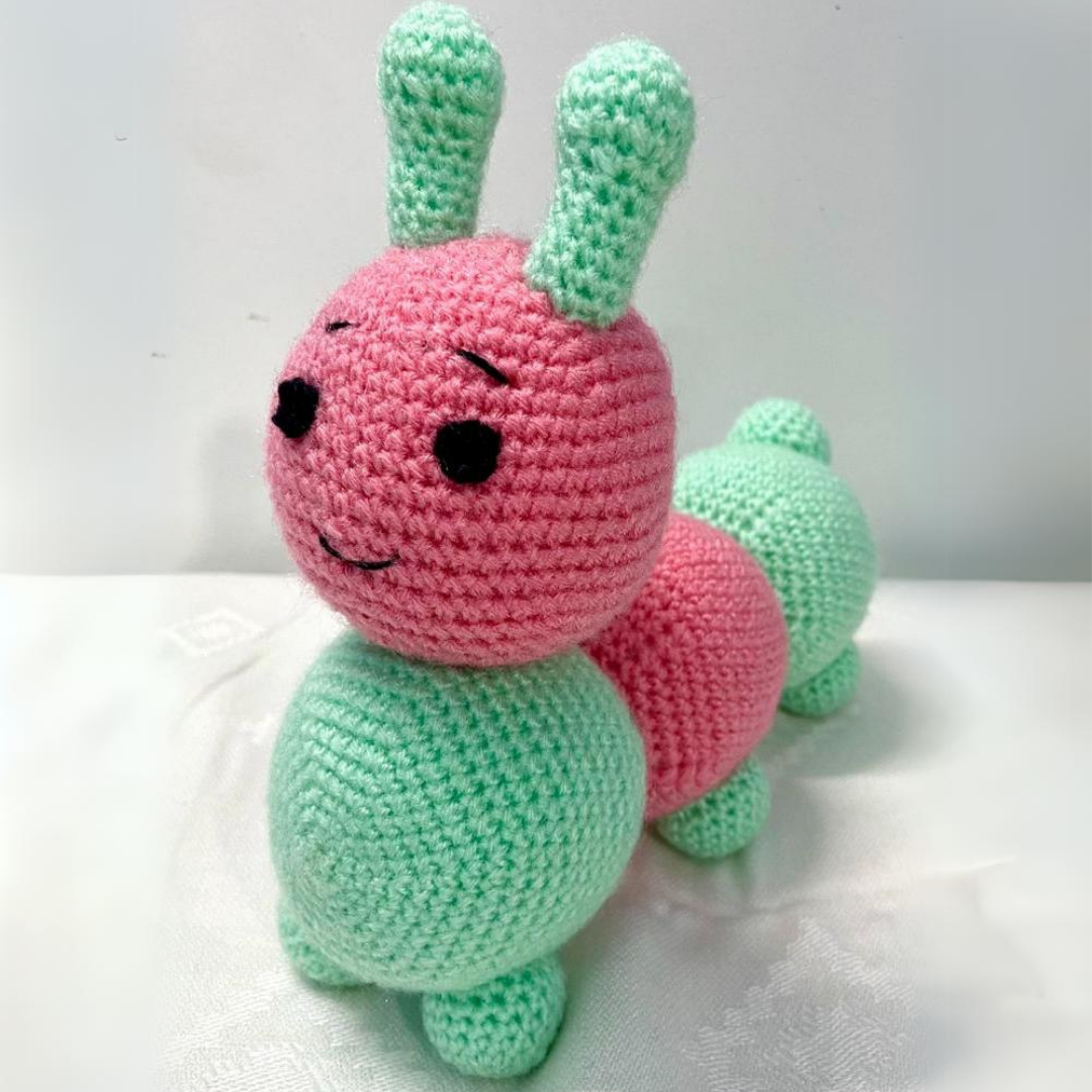 The set of 2 Toys- Crochet handmade Bunny Toy & Crochet handmade Caterpillar Toy