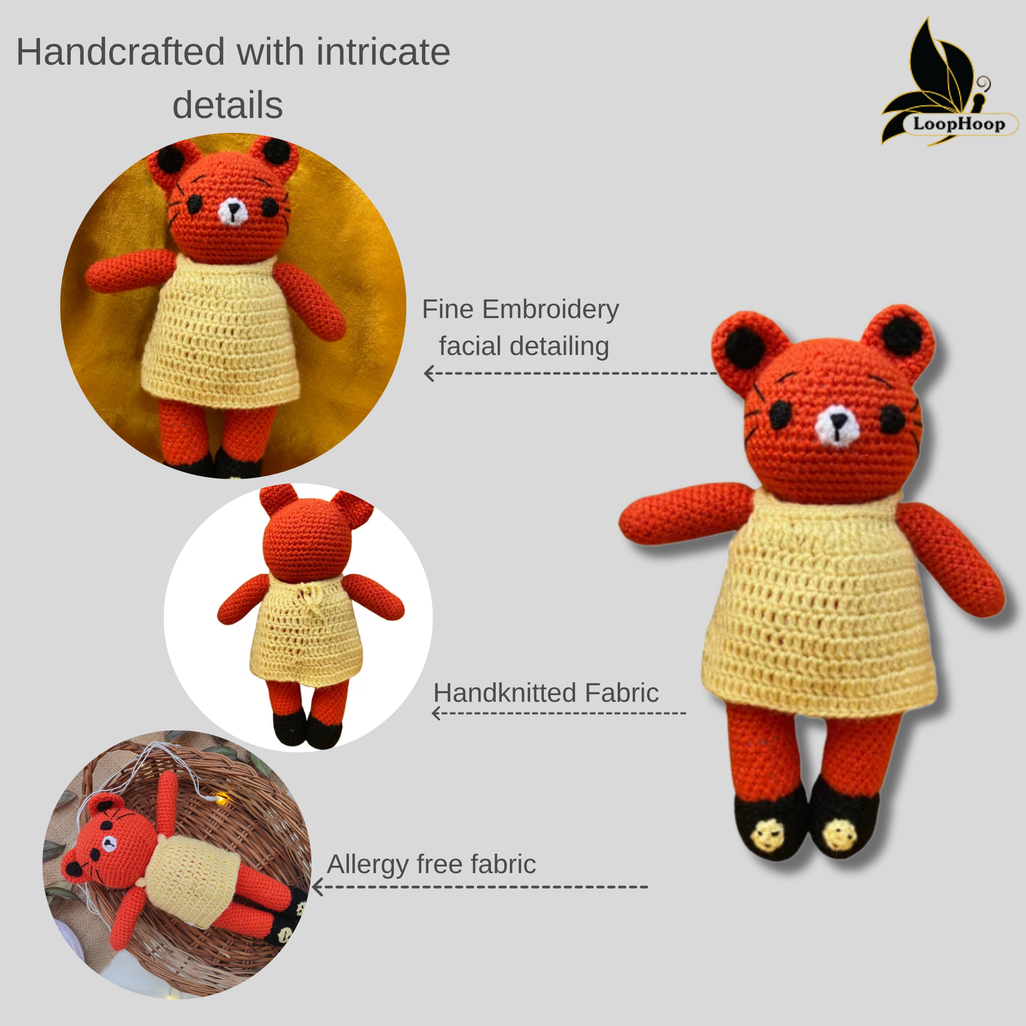 The set of 2 Toys- Crochet handmade Cat Toy & Crochet handmade Elephant Toy