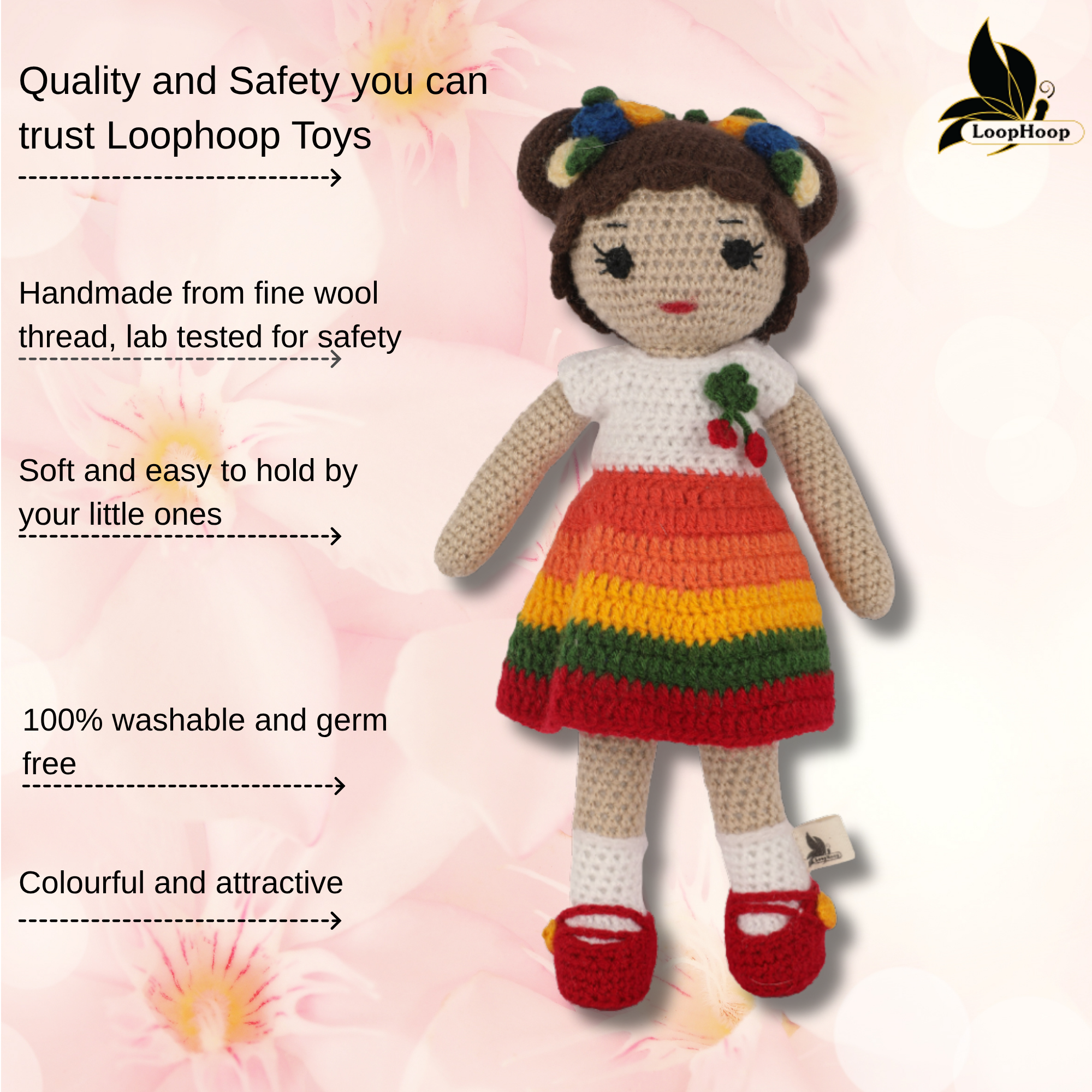 Crochet Rainbow Doll Soft Handmade Toy