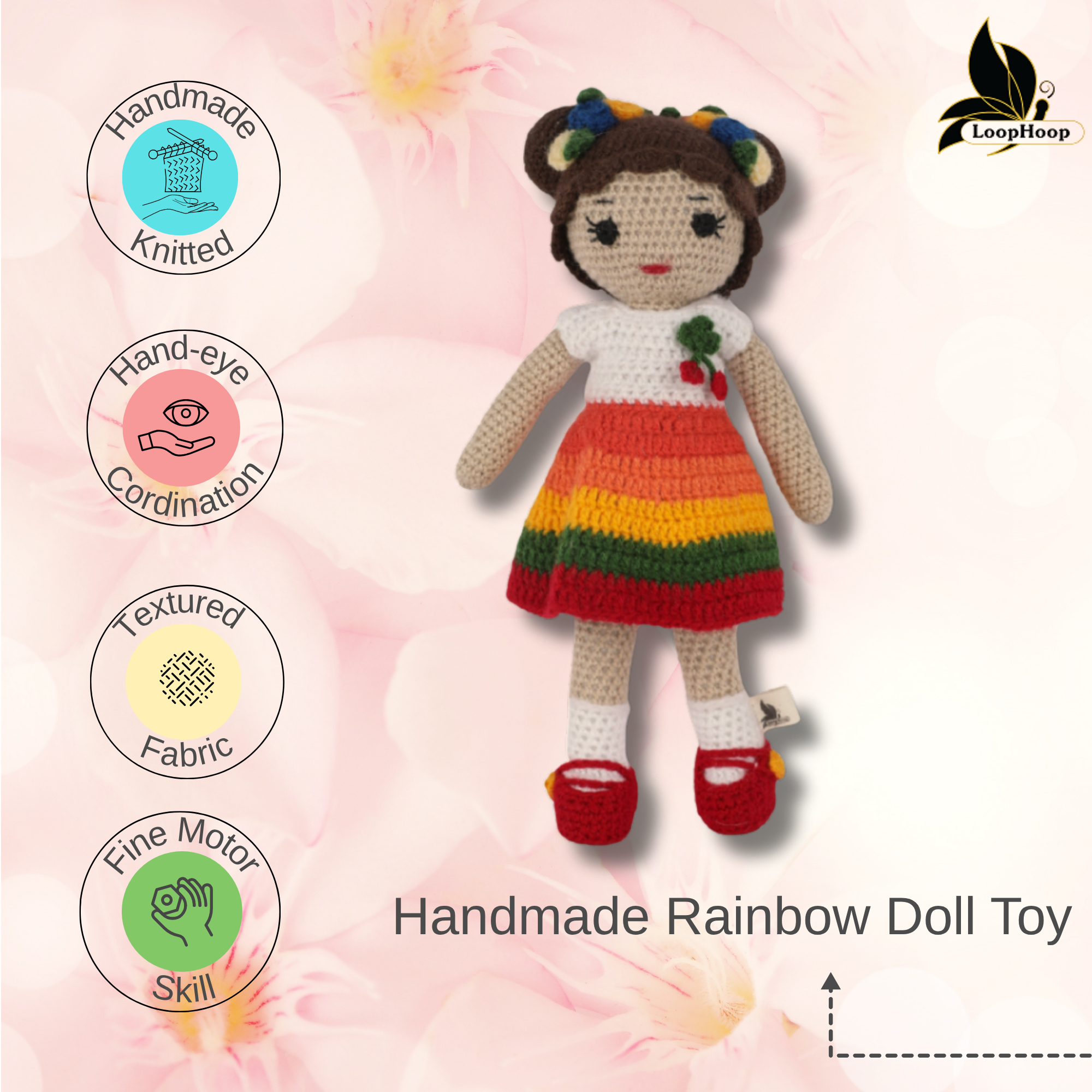 Crochet Rainbow Doll Soft Handmade Toy