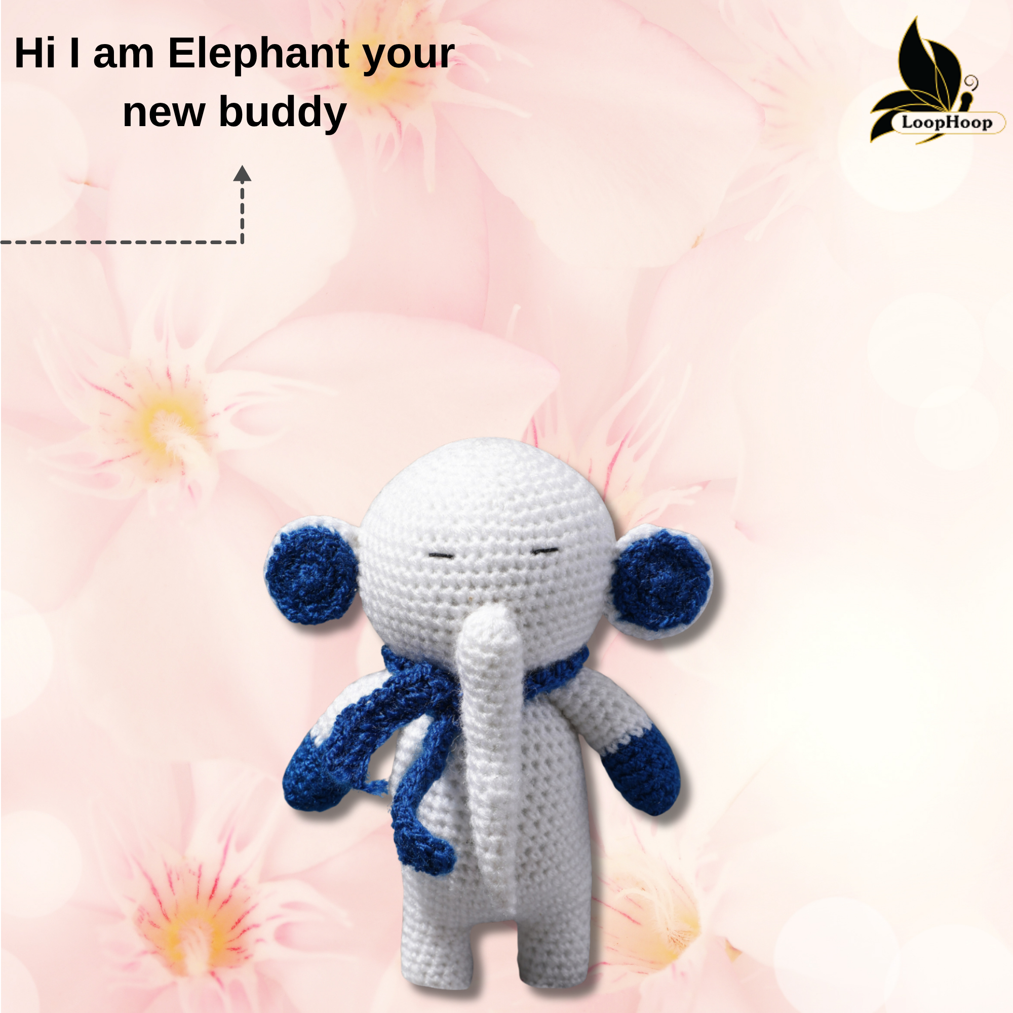 Crochet White Elephant Handmade Soft Toy