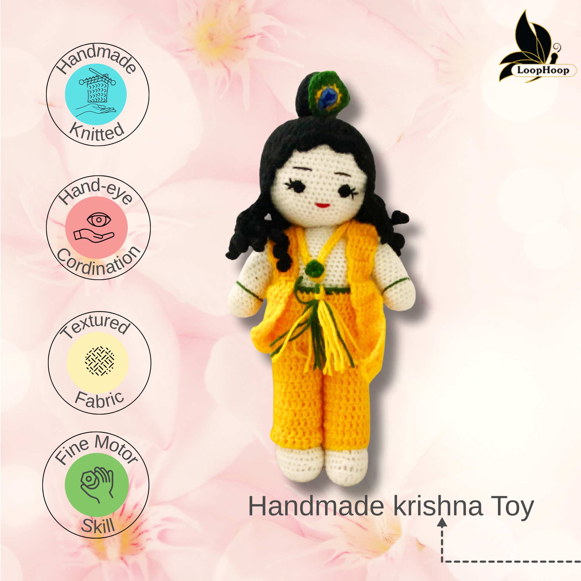 The Set of 2 Toys-Crochet handmade Krishna Toy & Crochet handmade Rainbow Doll Toy