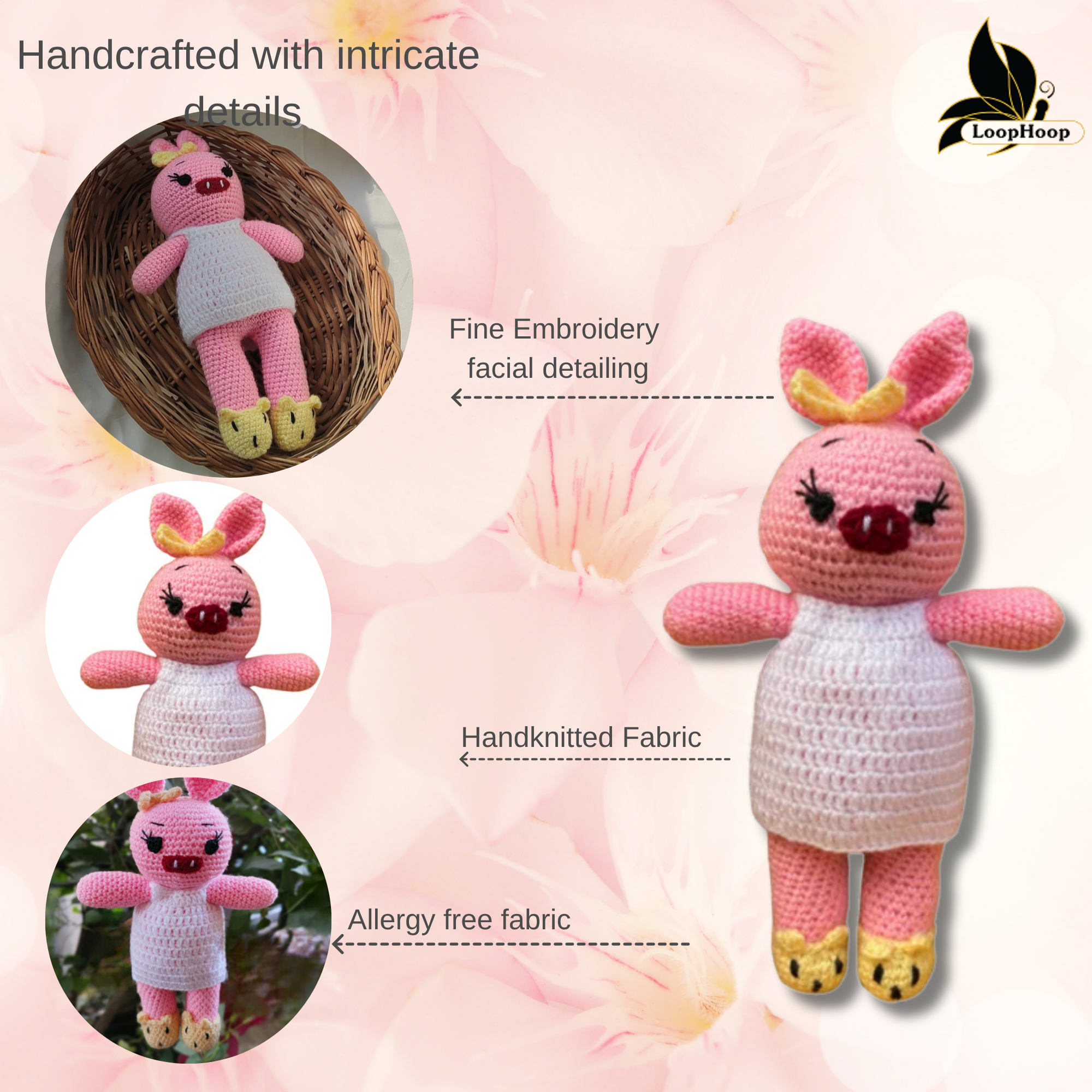 Piggles- Crochet Pig Handmade Soft Toy