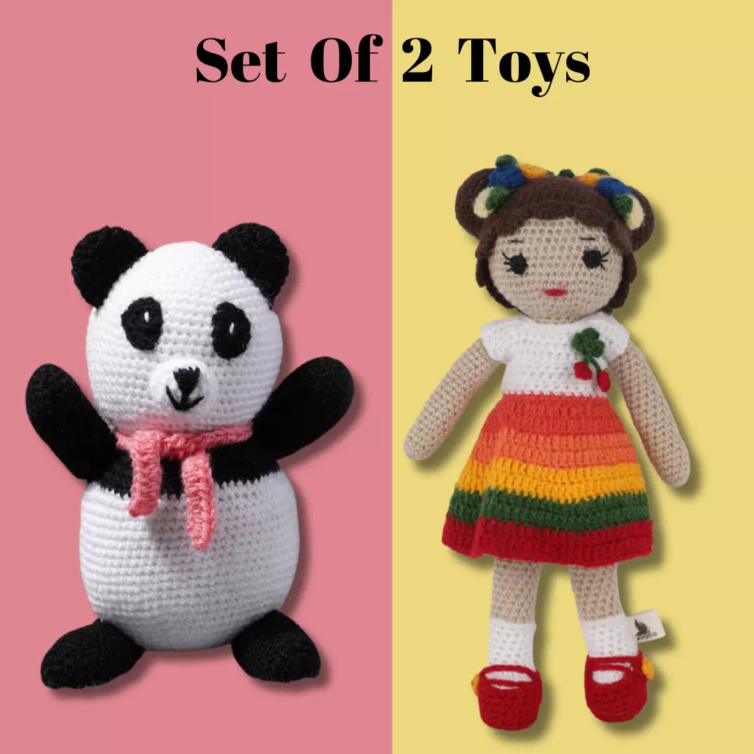Crochet handmade Panda Toy & Crochet handmade Rainbow Doll Toy