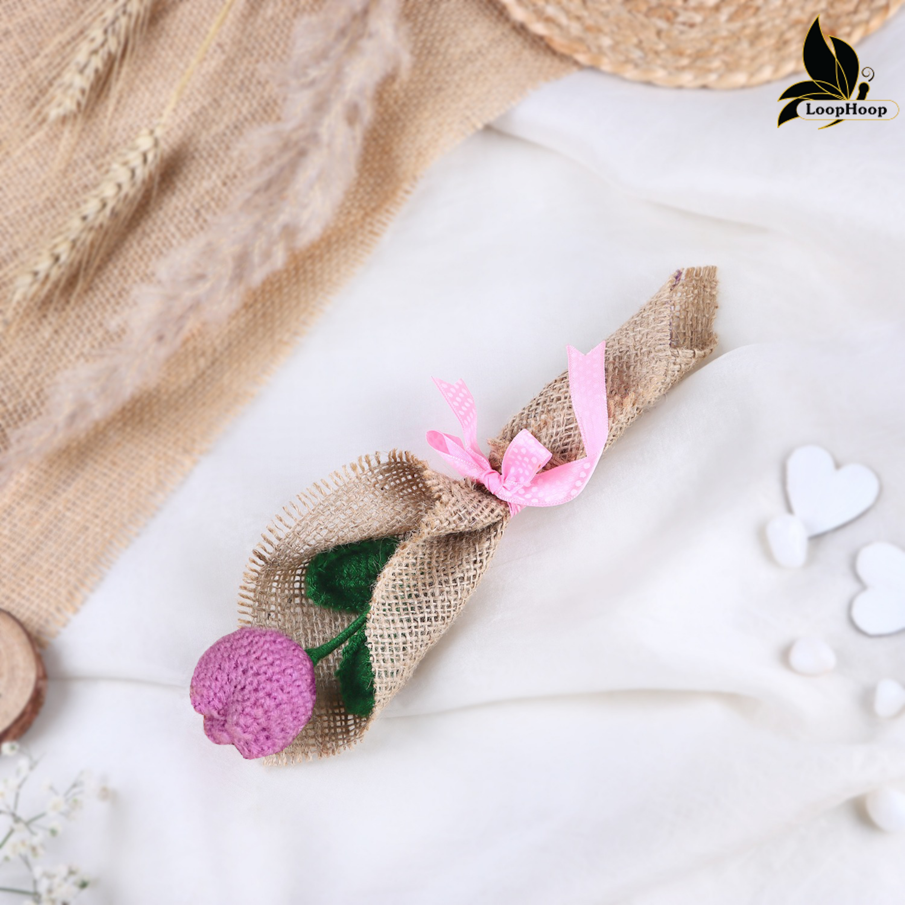 Crochet Handmade Purple Tulip Bouquet - 1 steam