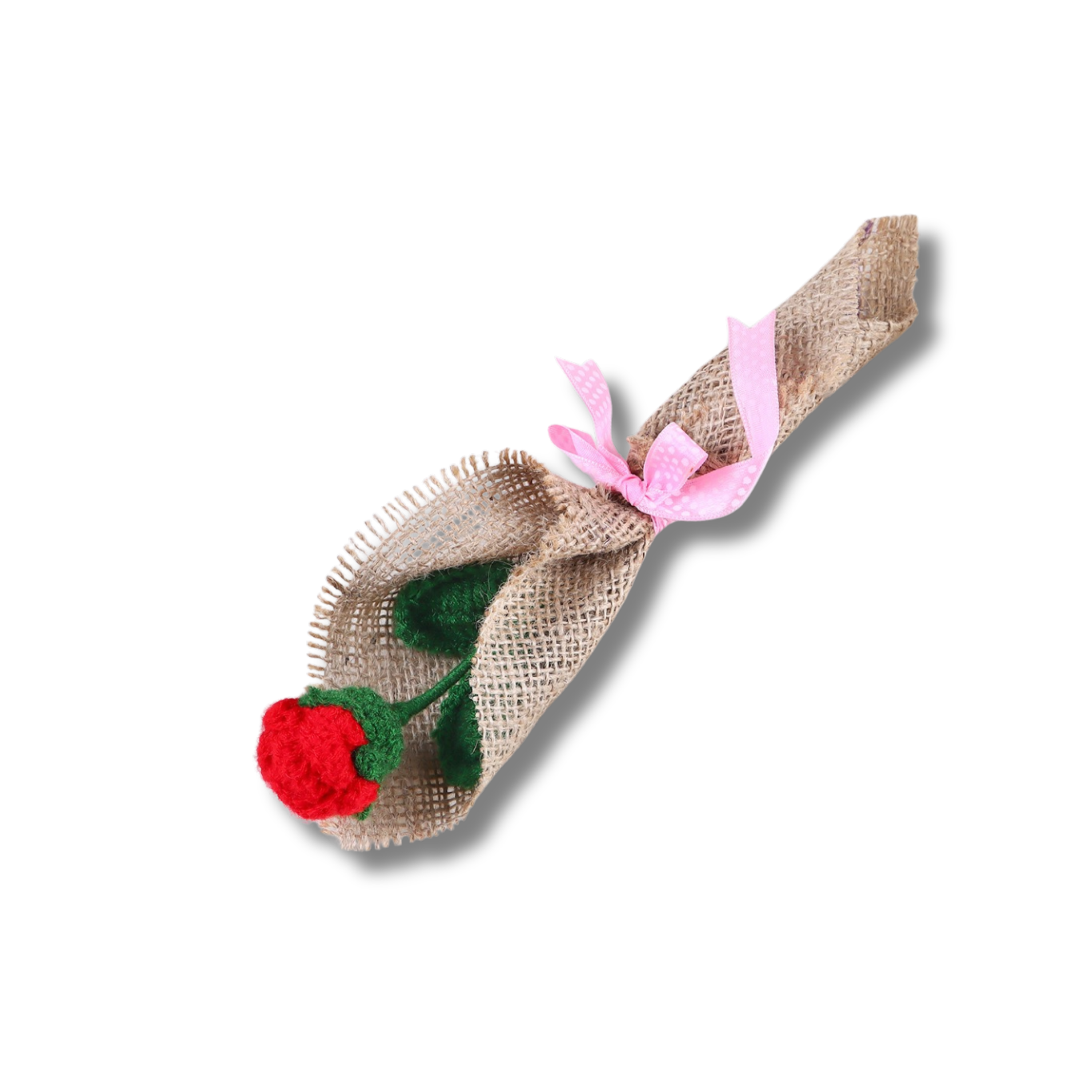 Crochet Handmade Red Rose Bouquet- 1 steam