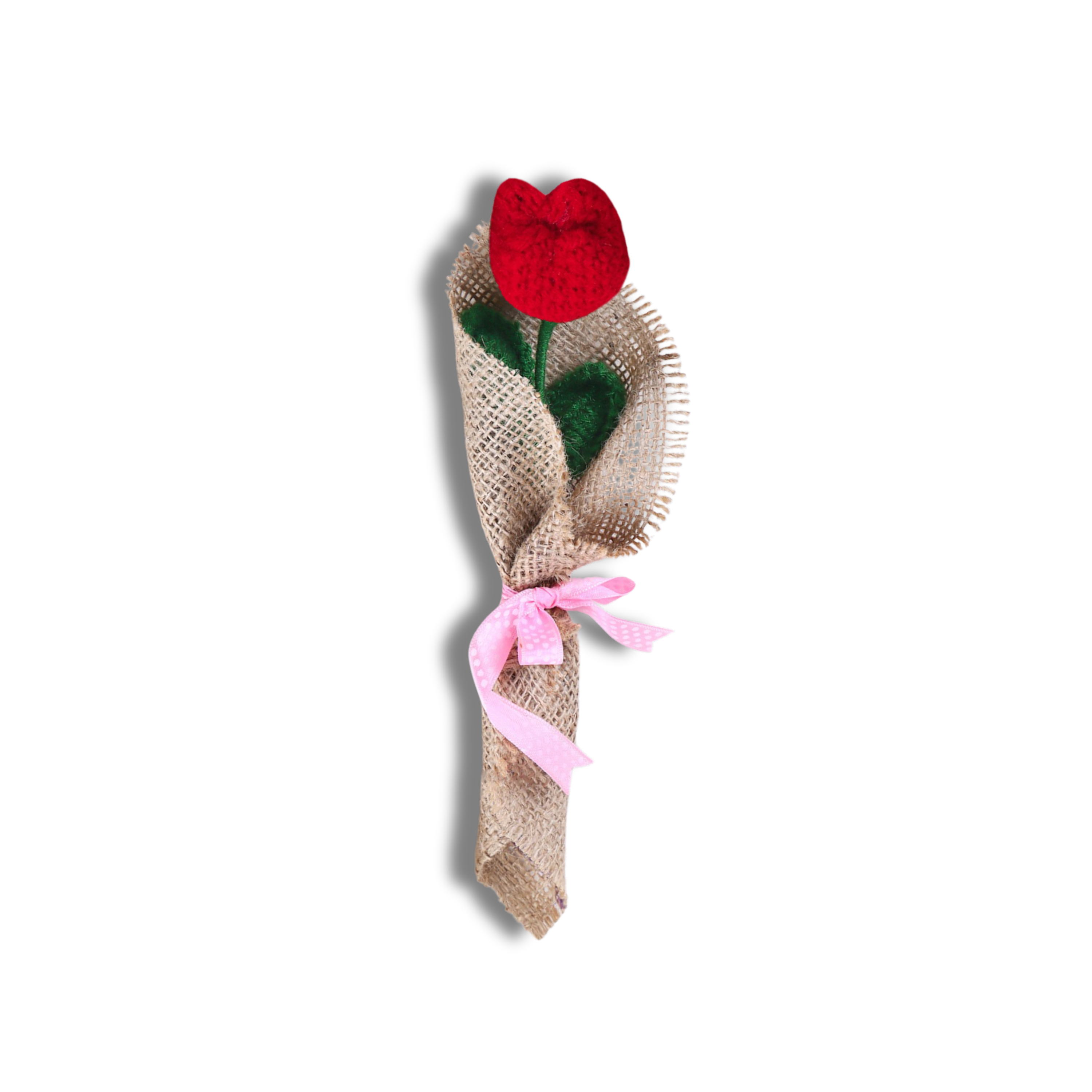 Glowing Handmade Crochet red Tulip Flower Bouquet (1 Stem)