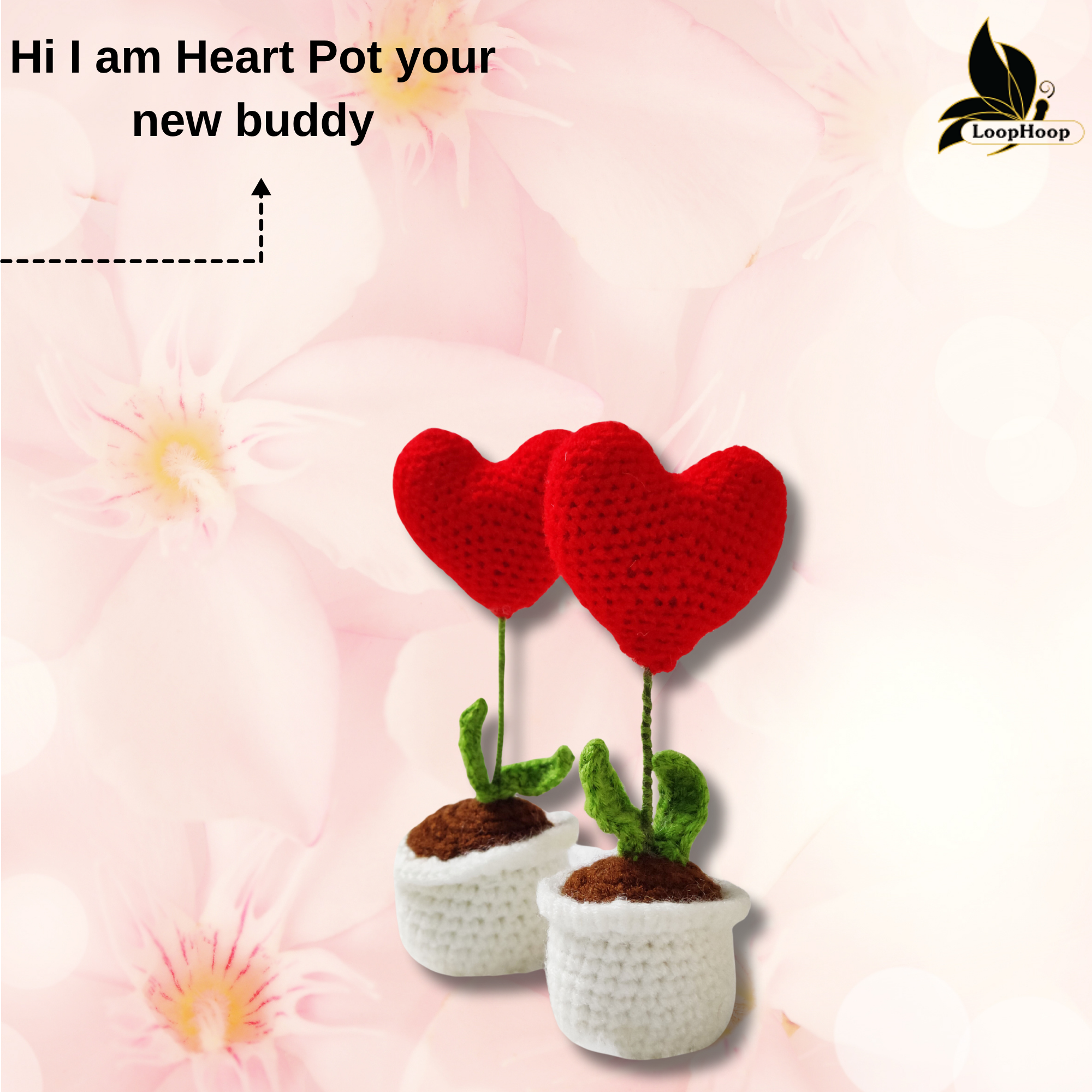 Crochet Heart Flowerpot Set of 2