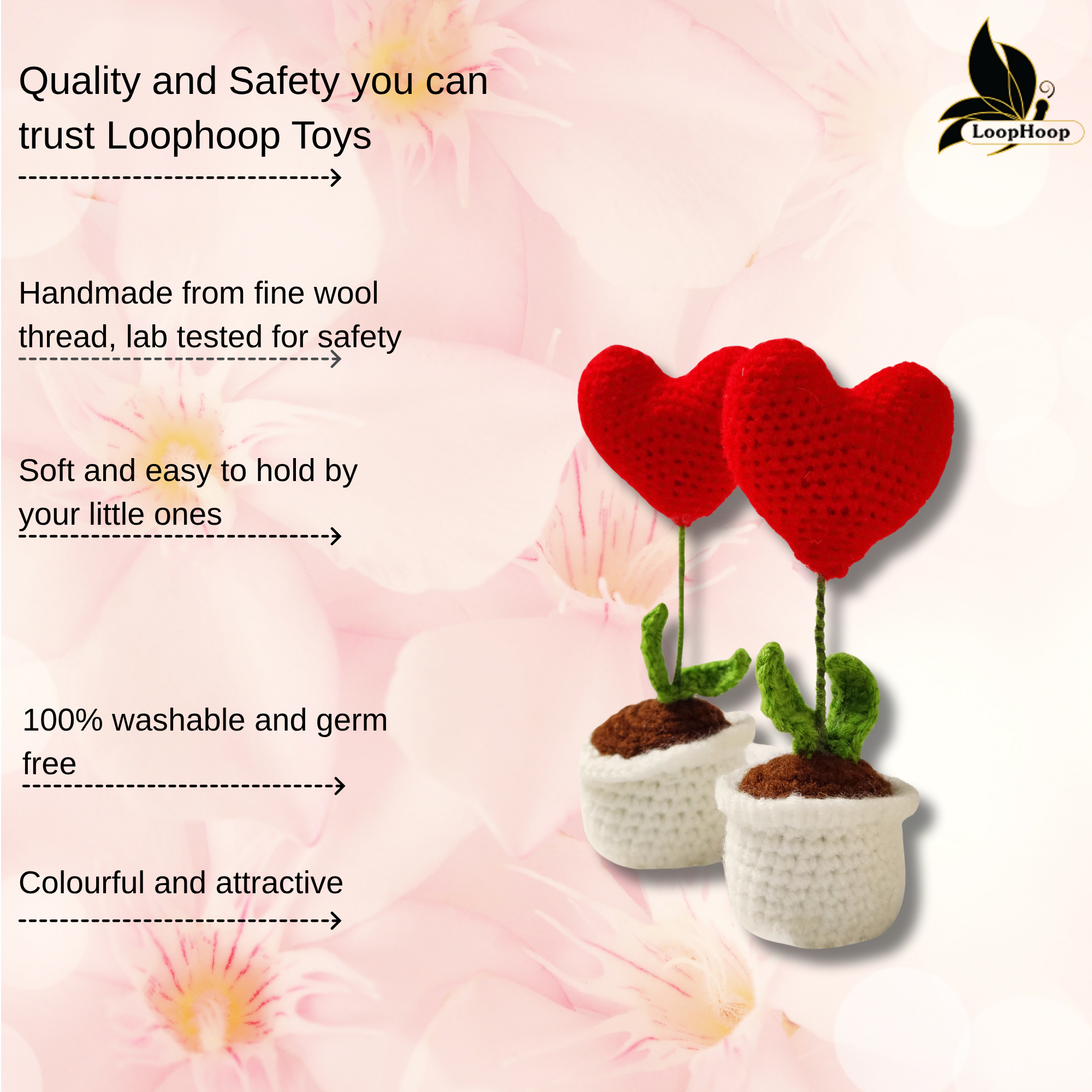 Crochet Heart Flowerpot Set of 2