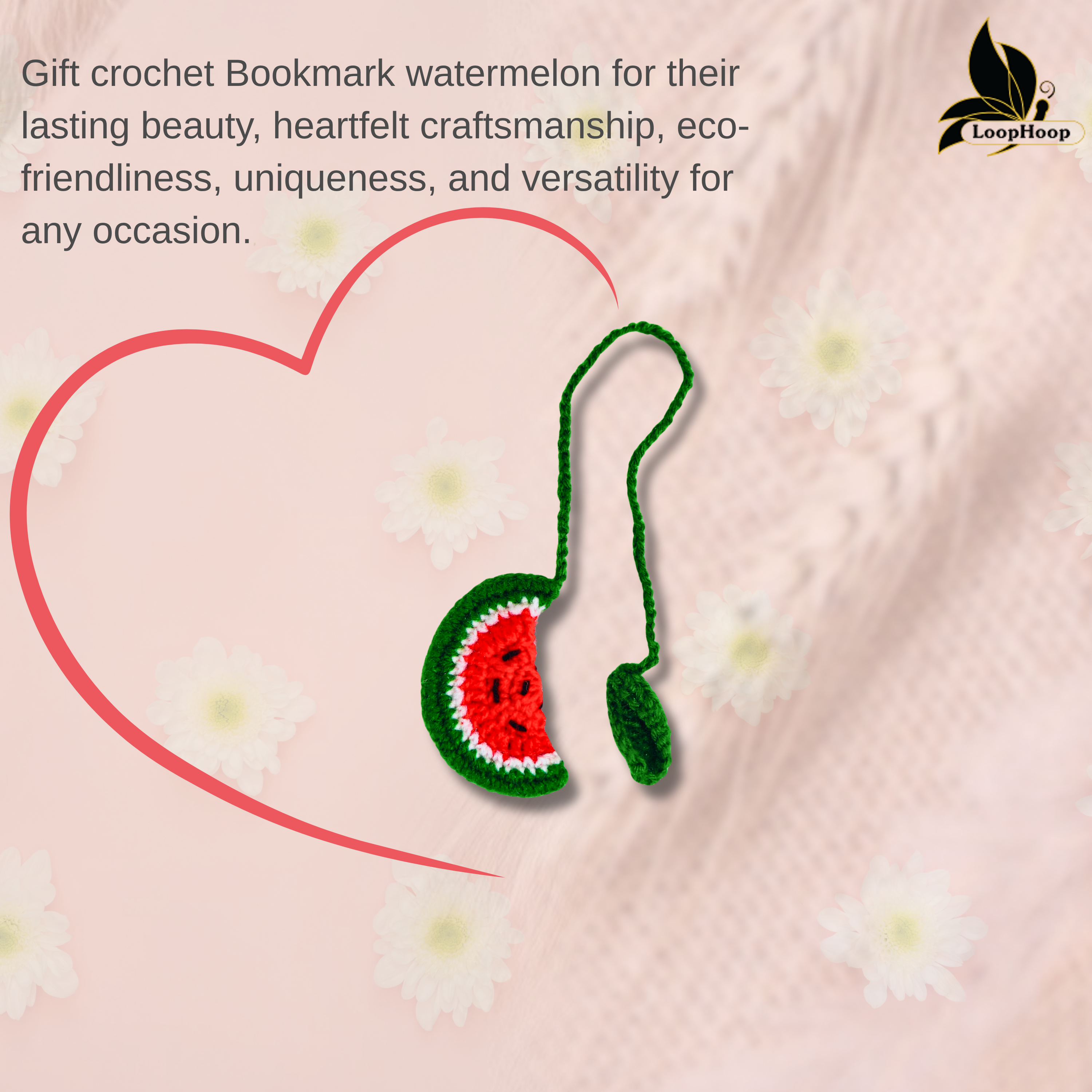 Crochet Handmade Watermelon Bookmark (1 steam)