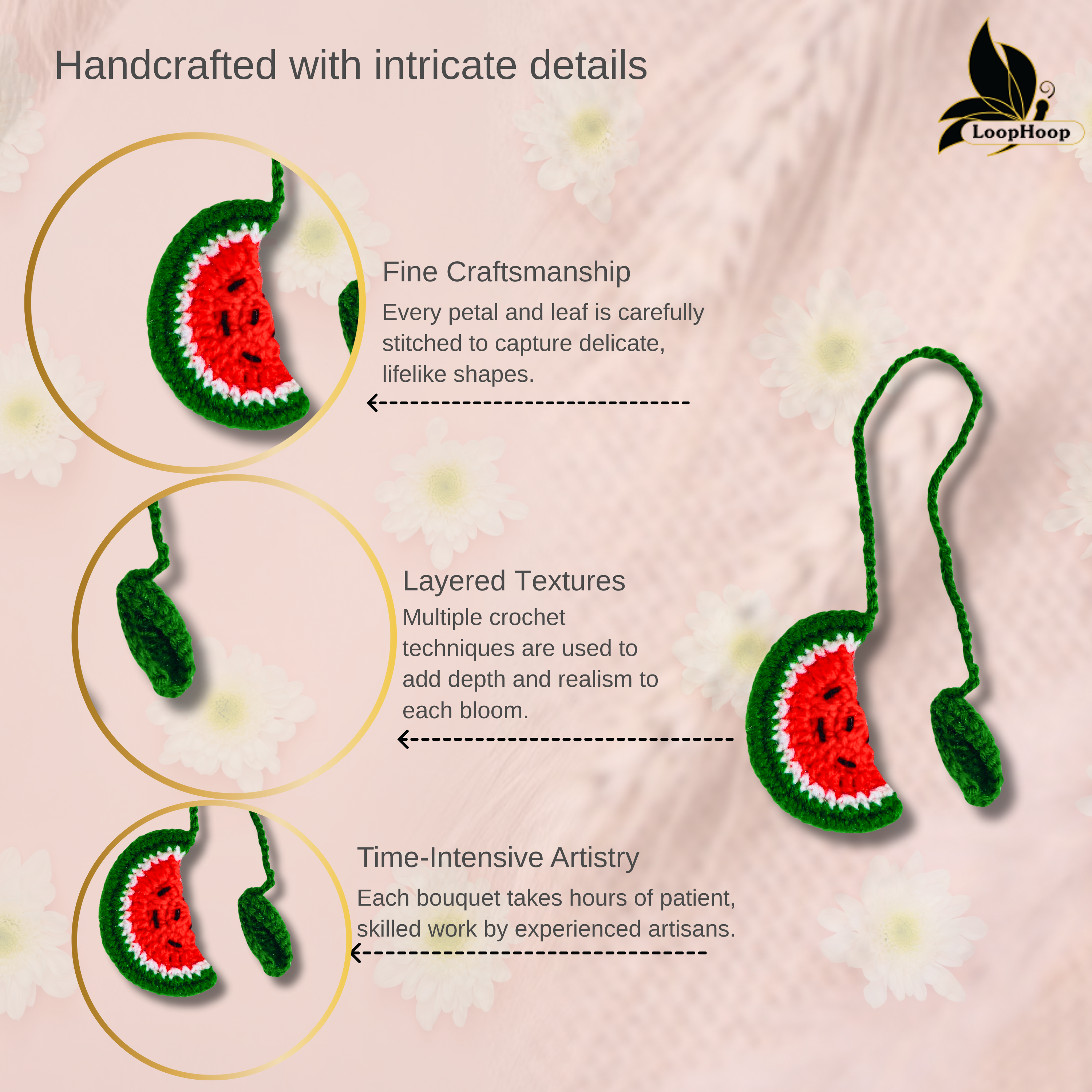 Crochet Handmade Watermelon Bookmark (1 steam)