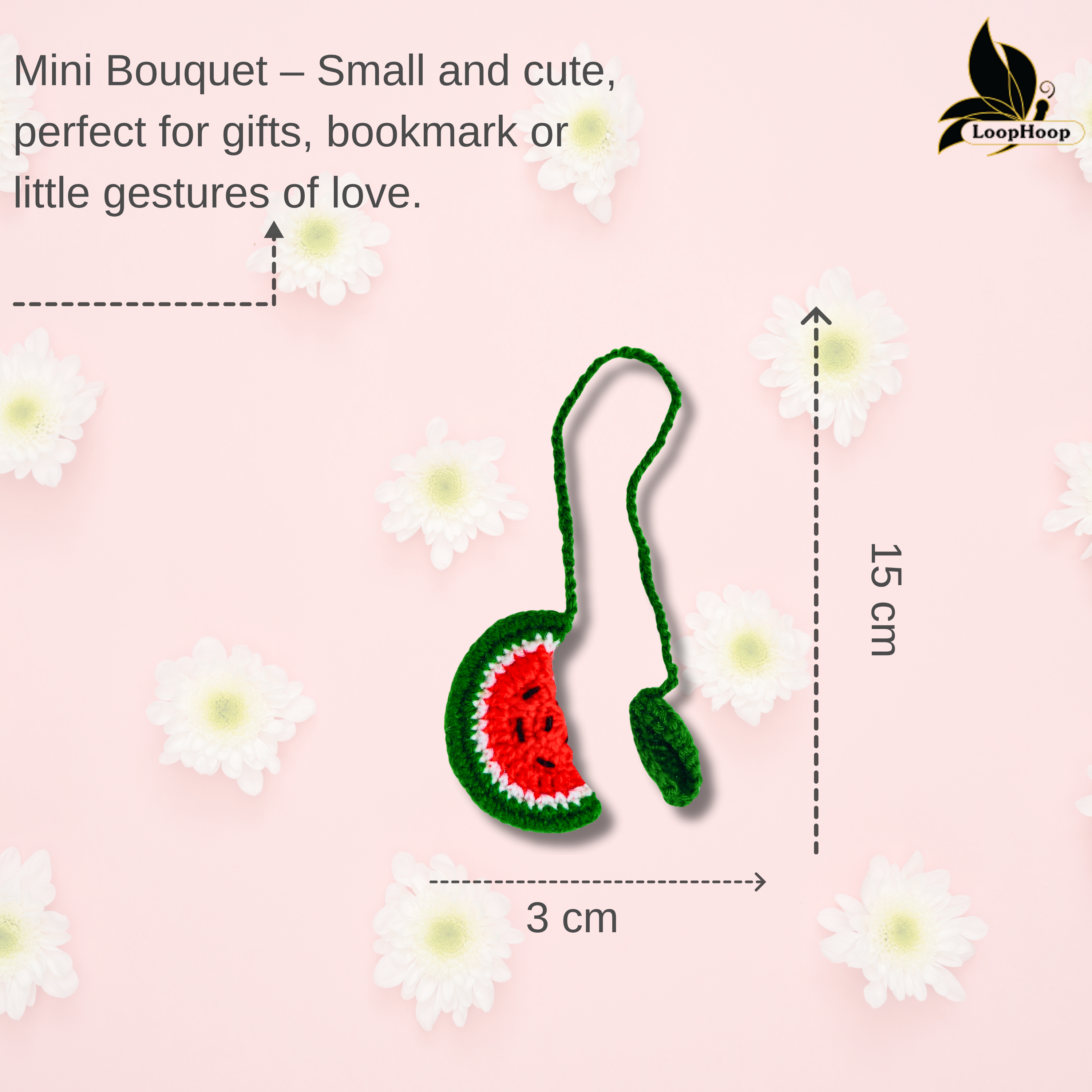 Crochet Handmade Watermelon Bookmark (1 steam)