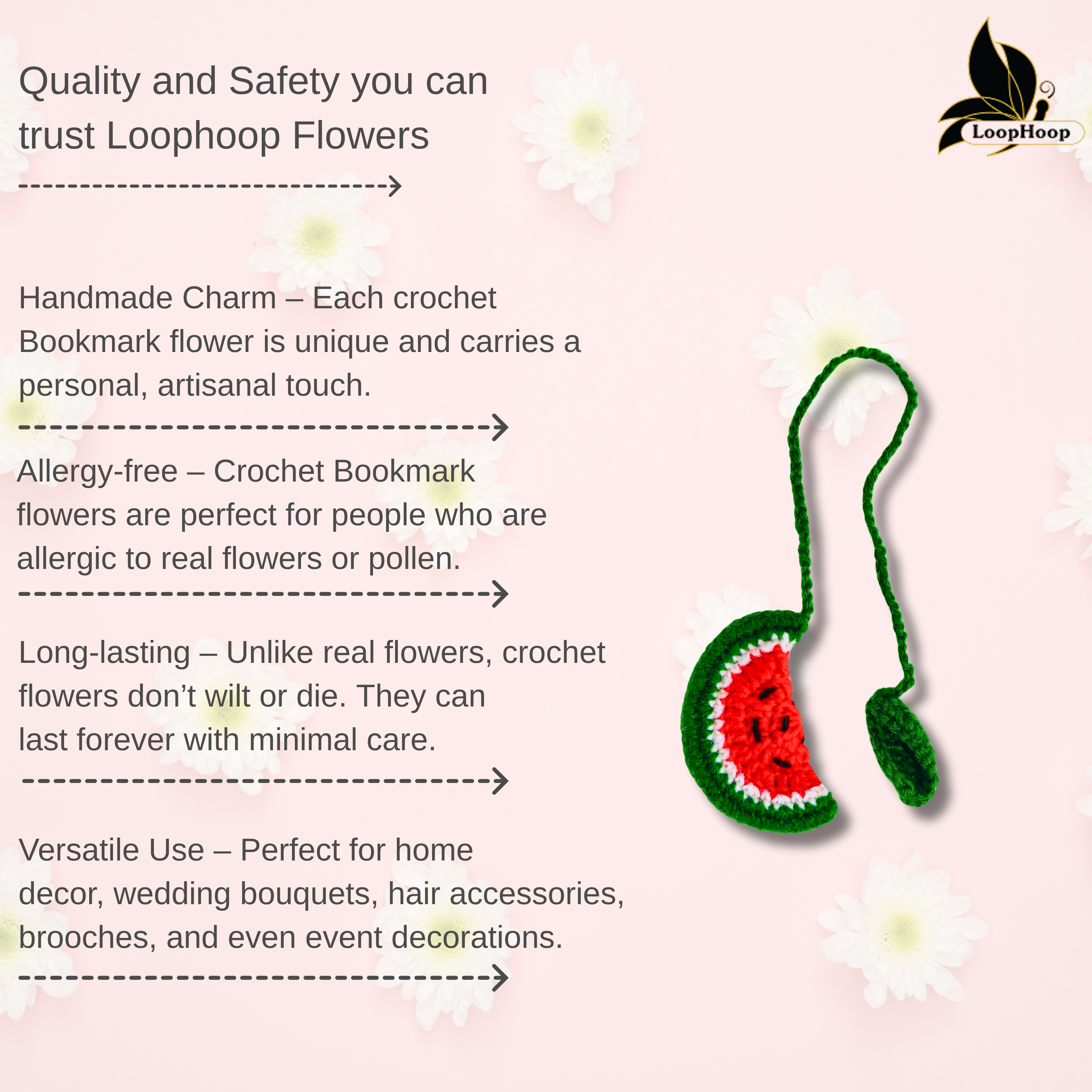 Crochet Handmade Watermelon Bookmark (1 steam)