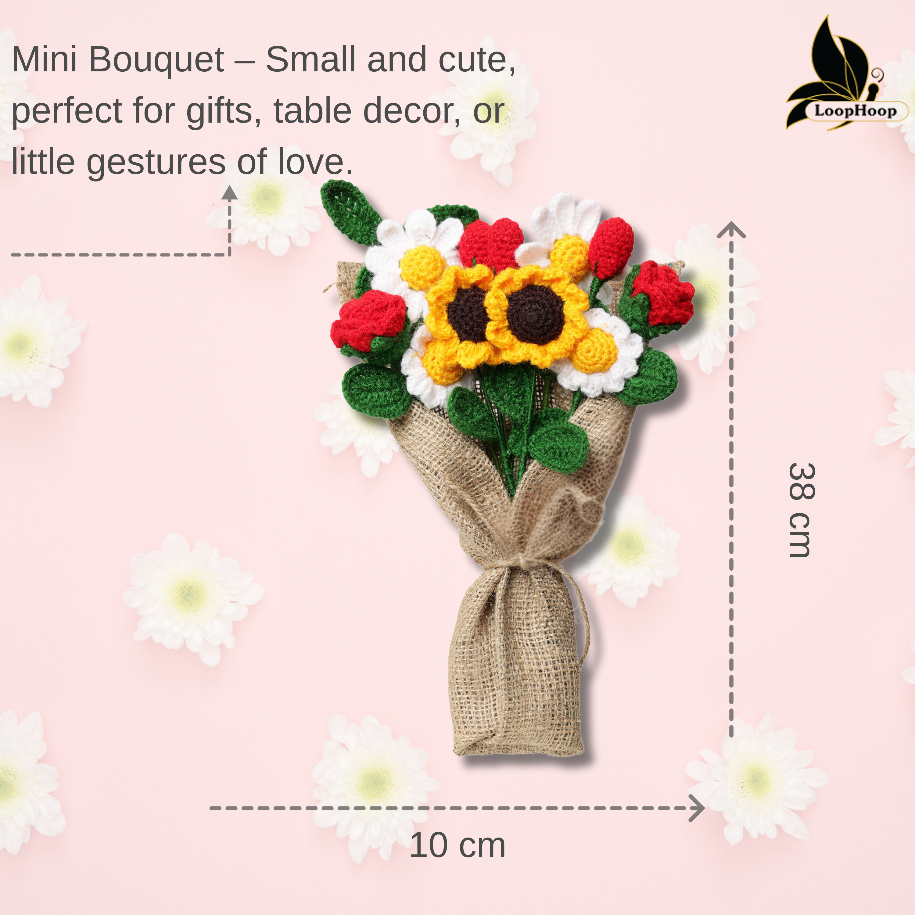 Crochet Handmade Sunflower Mix Bouquet- 12 steam