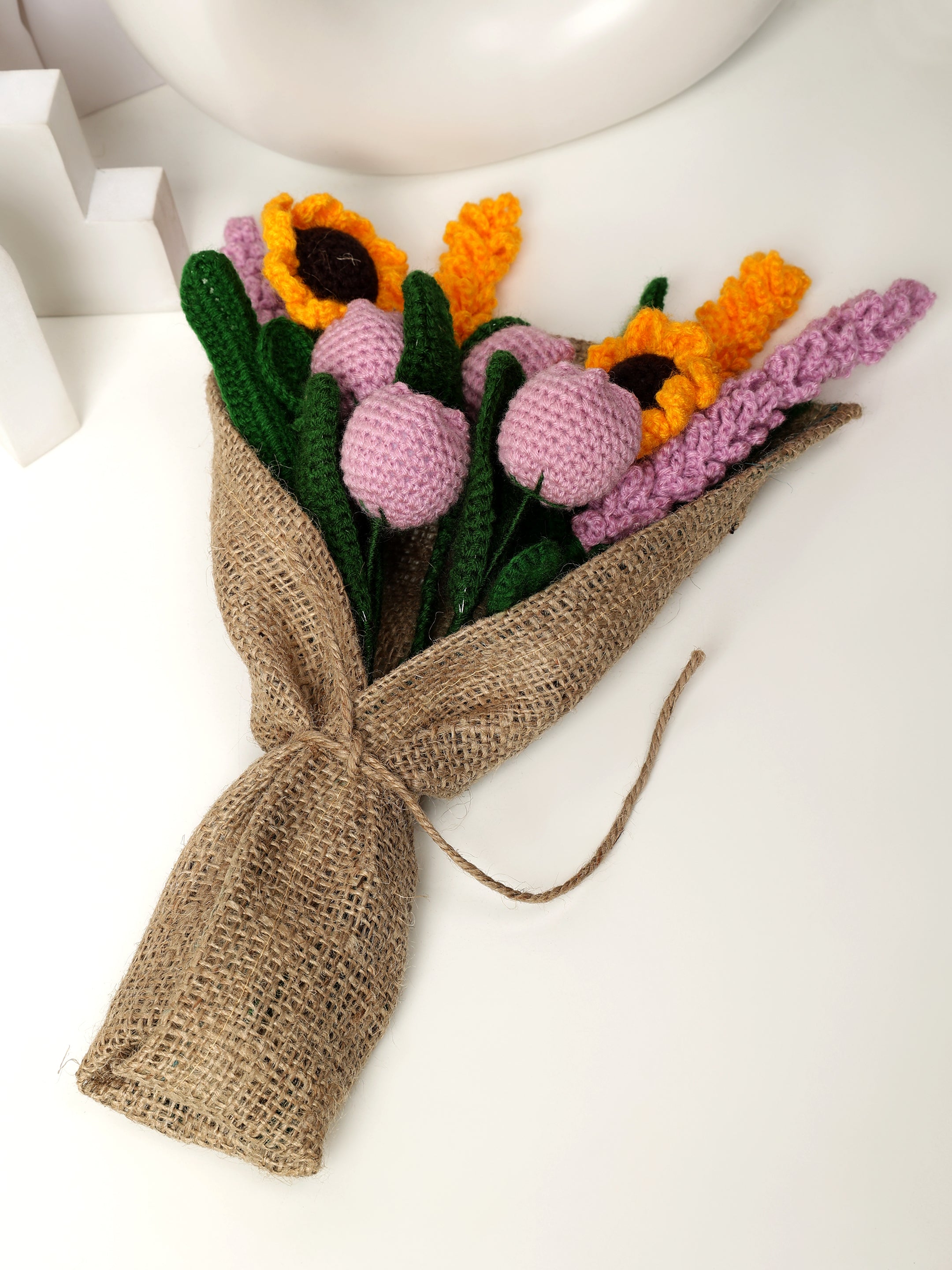 Crochet Handmade Purple Tulip Mix Bouquet- 10 steam