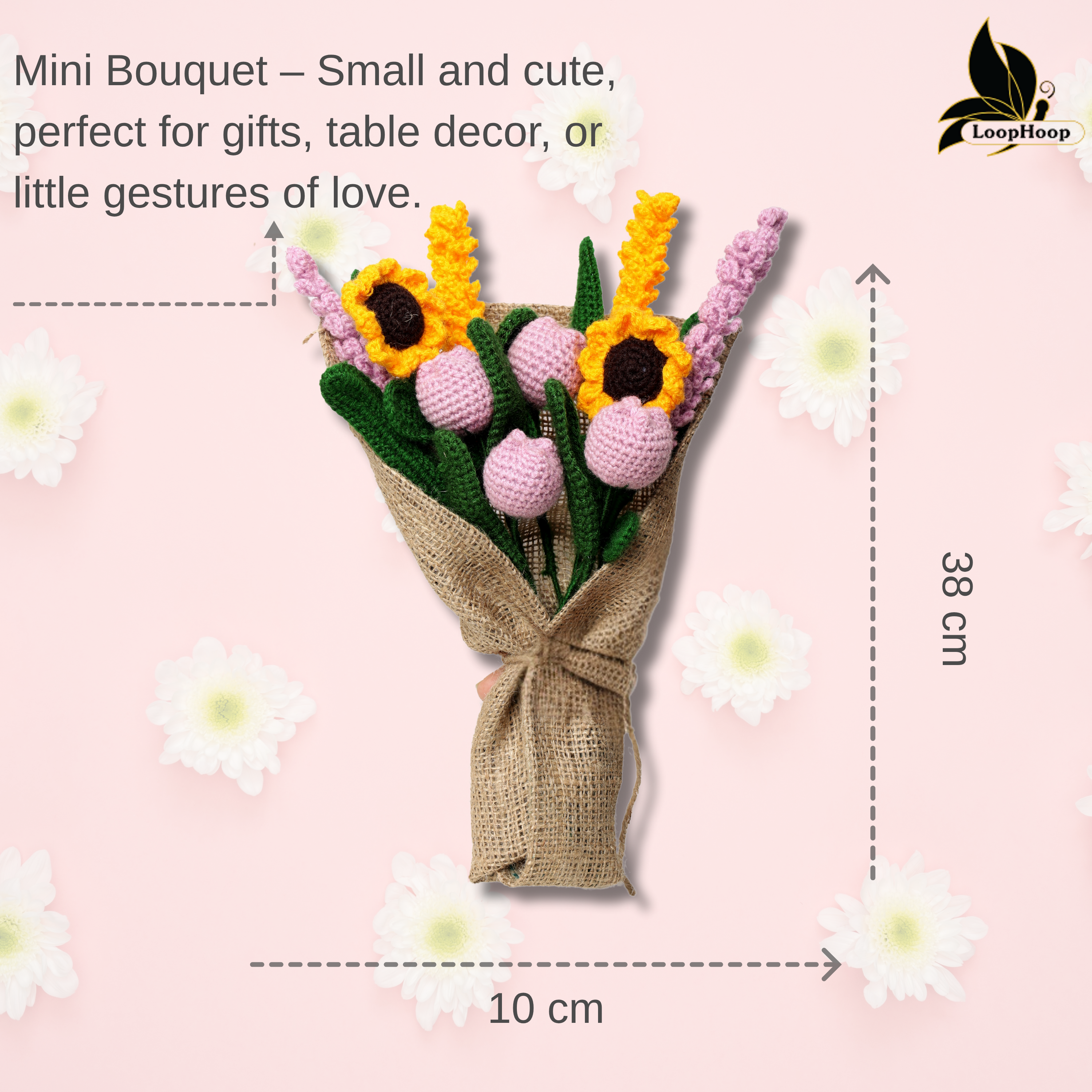 Crochet Handmade Purple Tulip Mix Bouquet- 10 steam