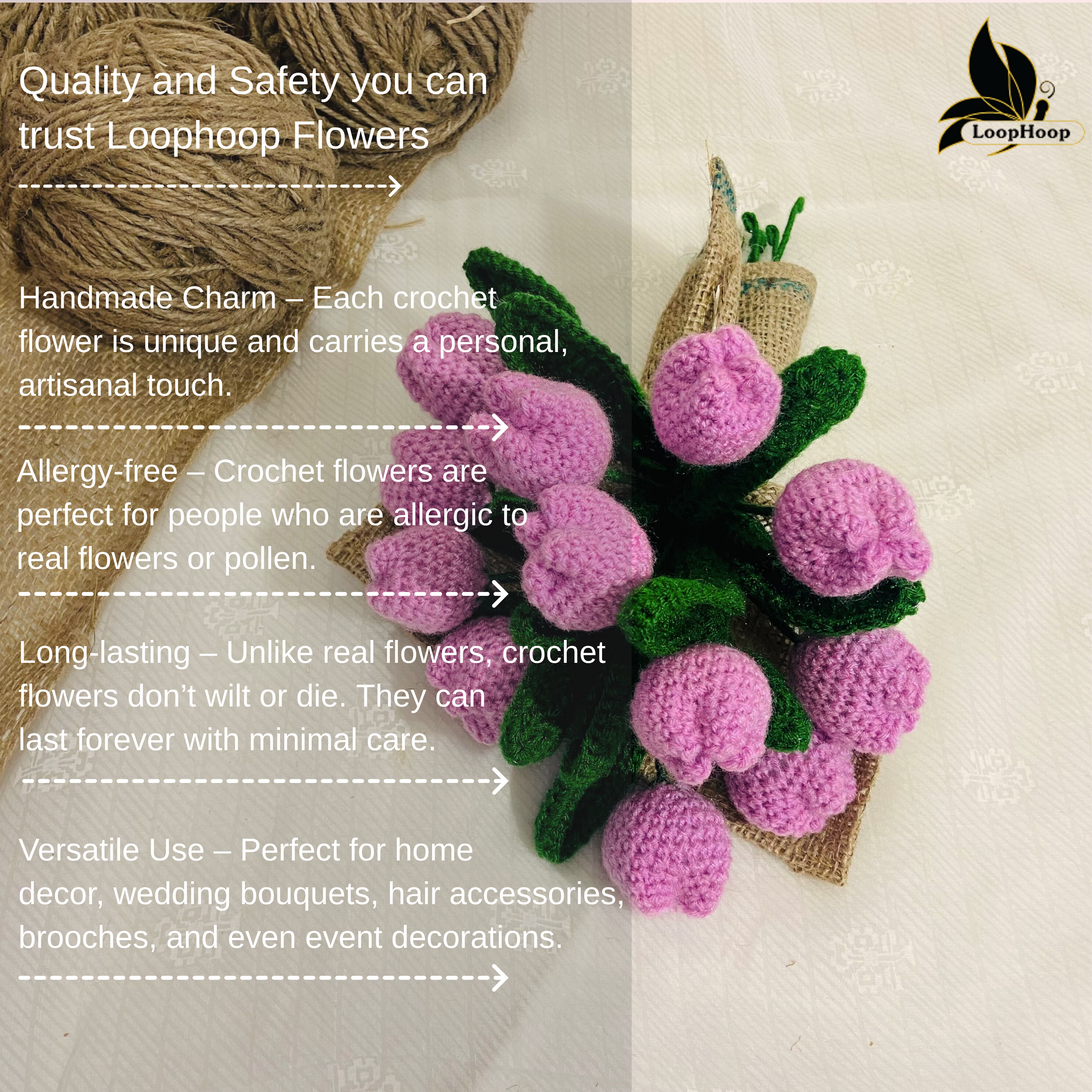 Handmade flower bunch(without the vase)- set of 12 purple tulip and 6 purple buds