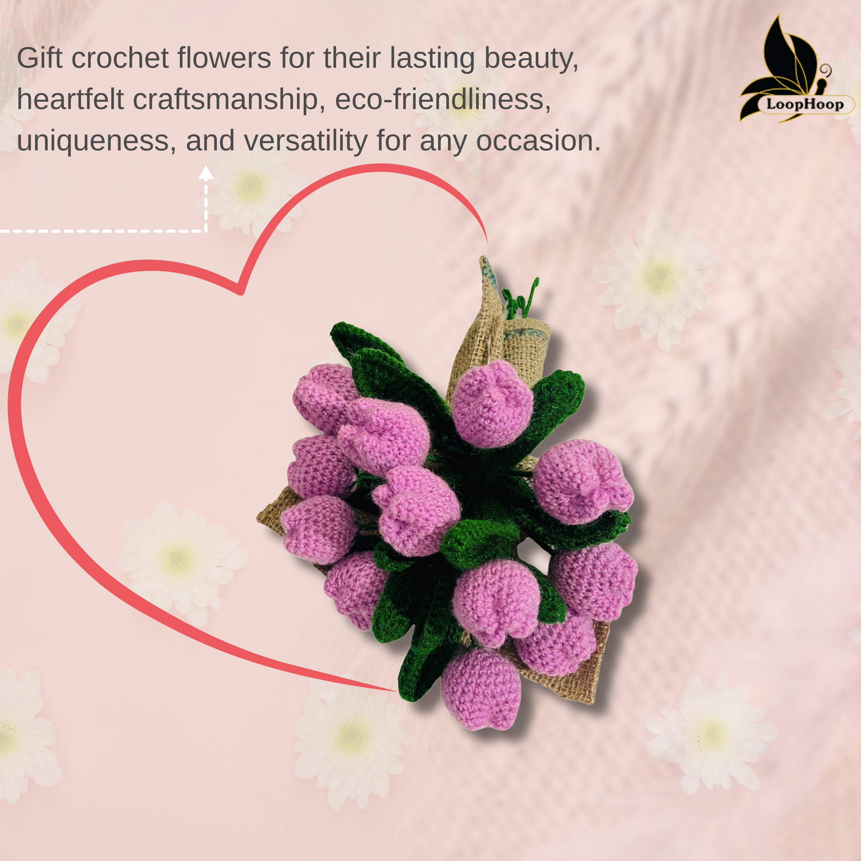 Handmade flower bunch(without the vase)- set of 12 purple tulip and 6 purple buds