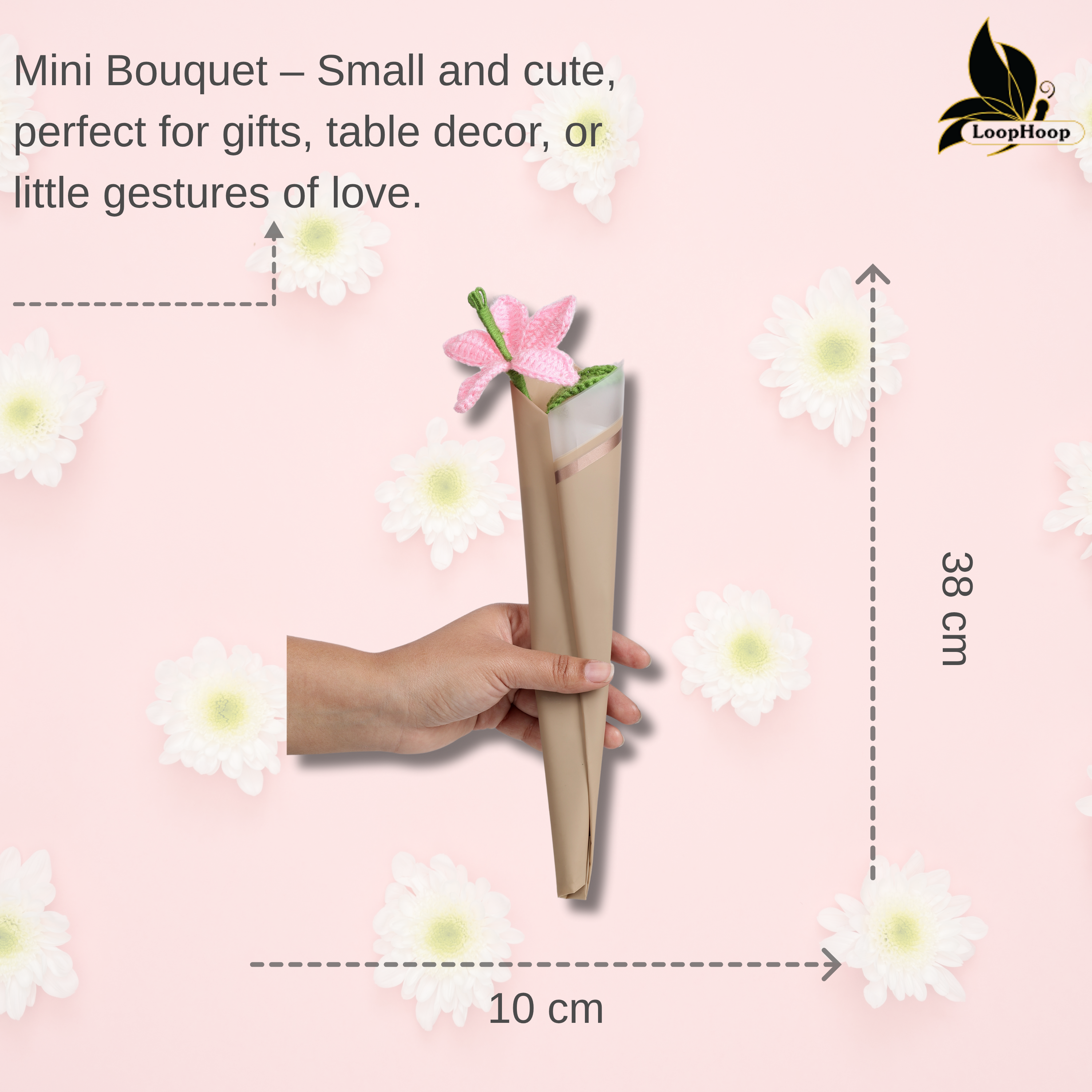 Crochet Handmade Pink Lily - 1 steam