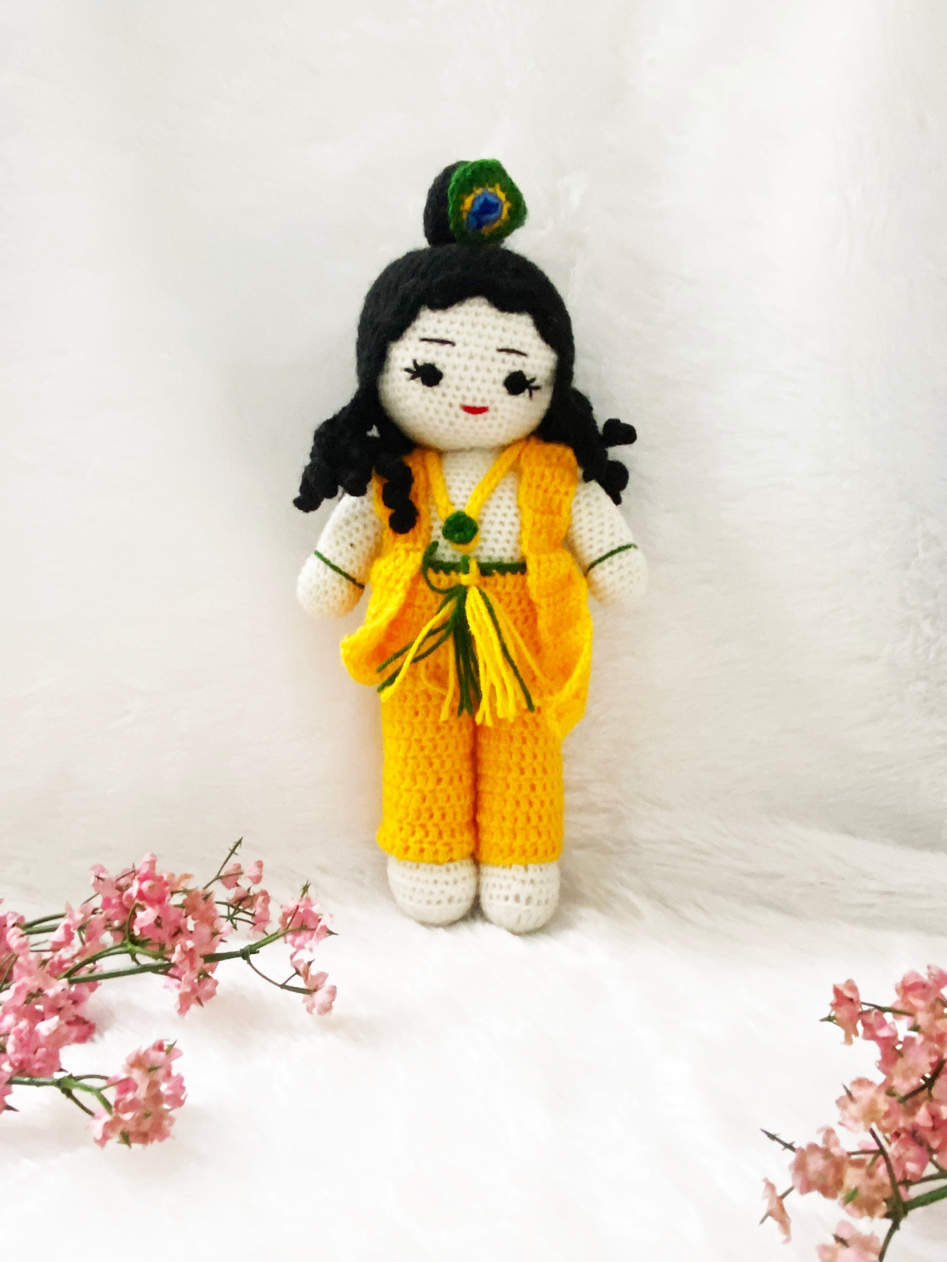 Handmade Crochet Car Rakhi with Krishna Toy