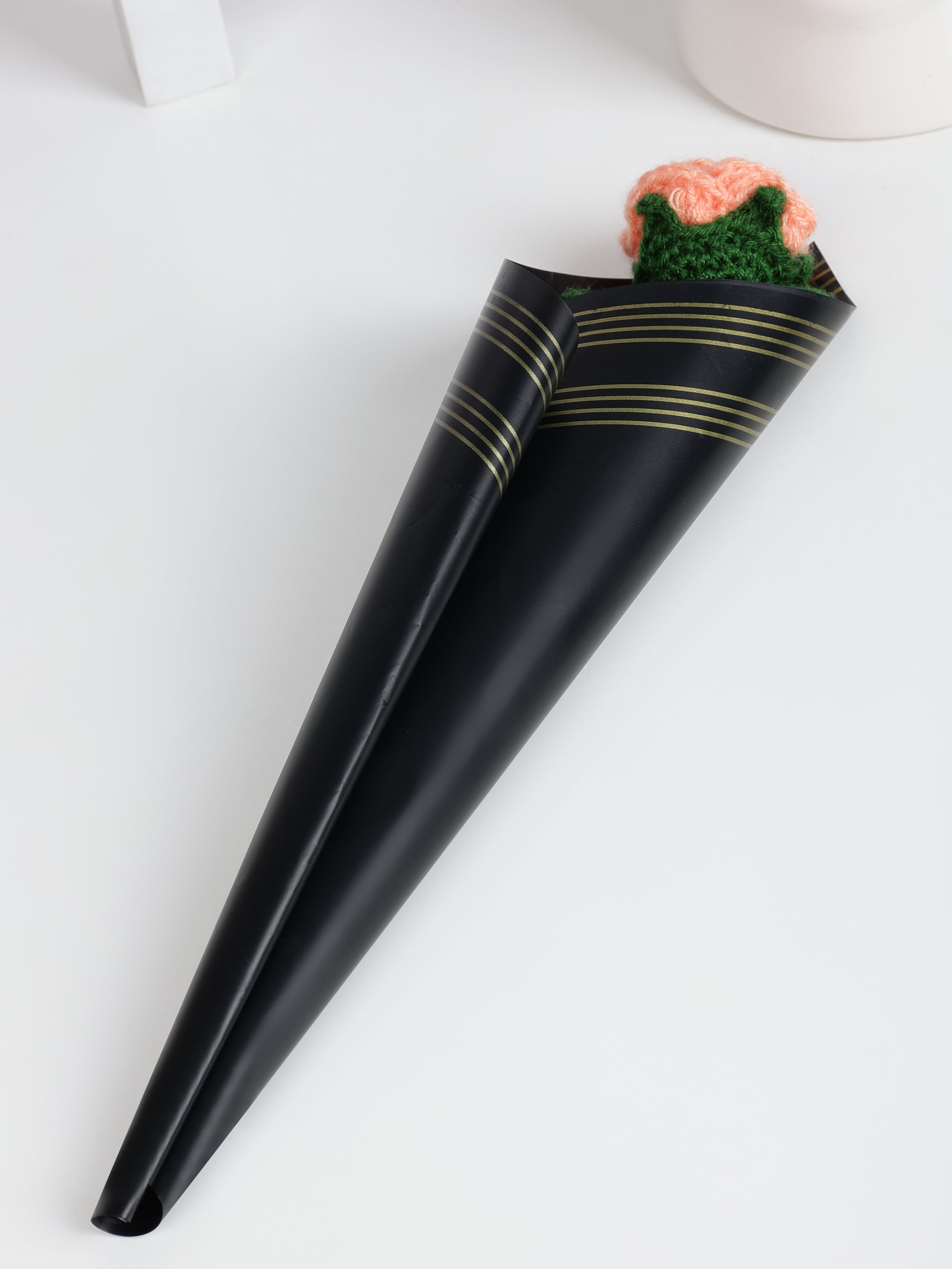 Crochet Handmade Peach Rose Bouquet- 1 steam