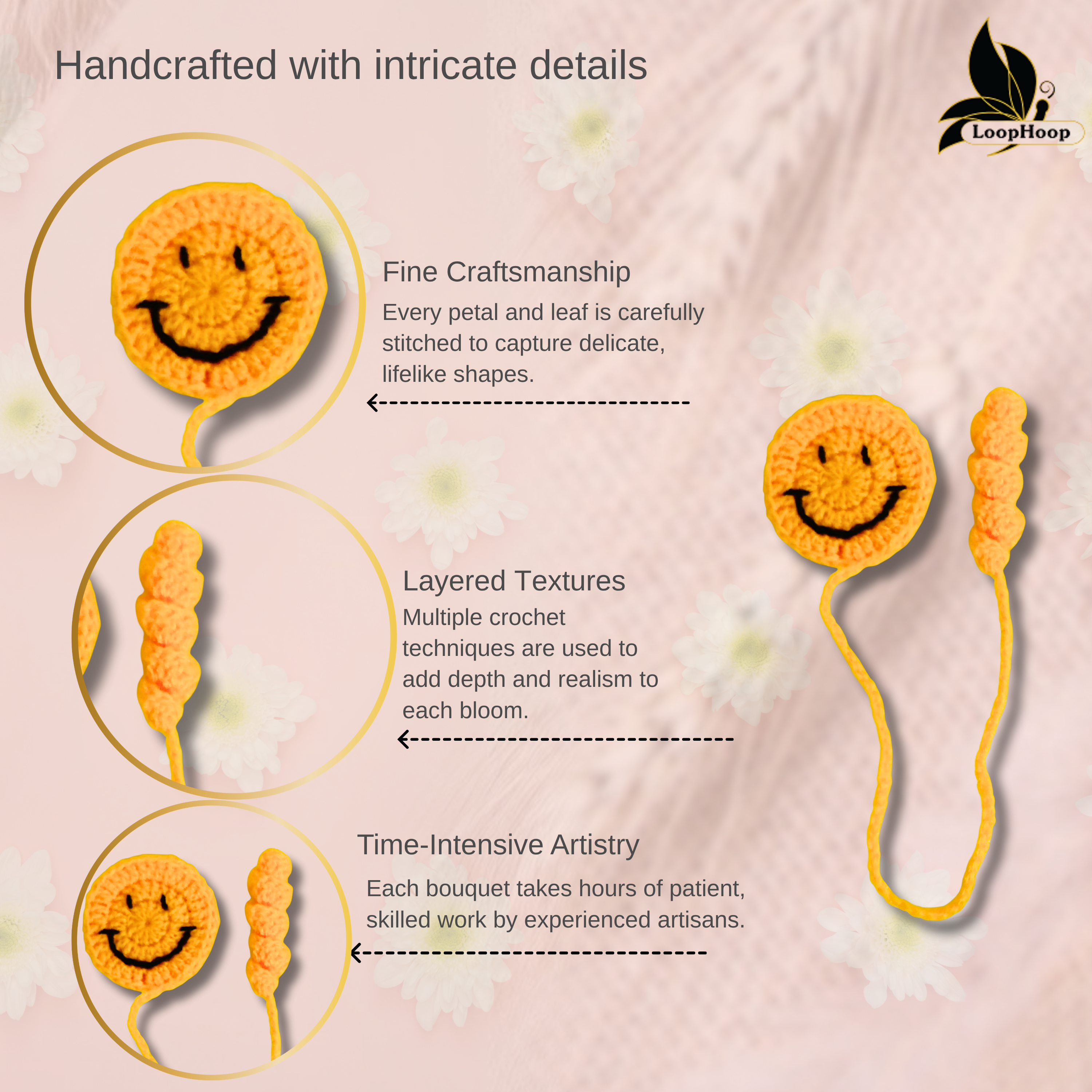 Crochet Handmade Smily Bookmark (1 steam)