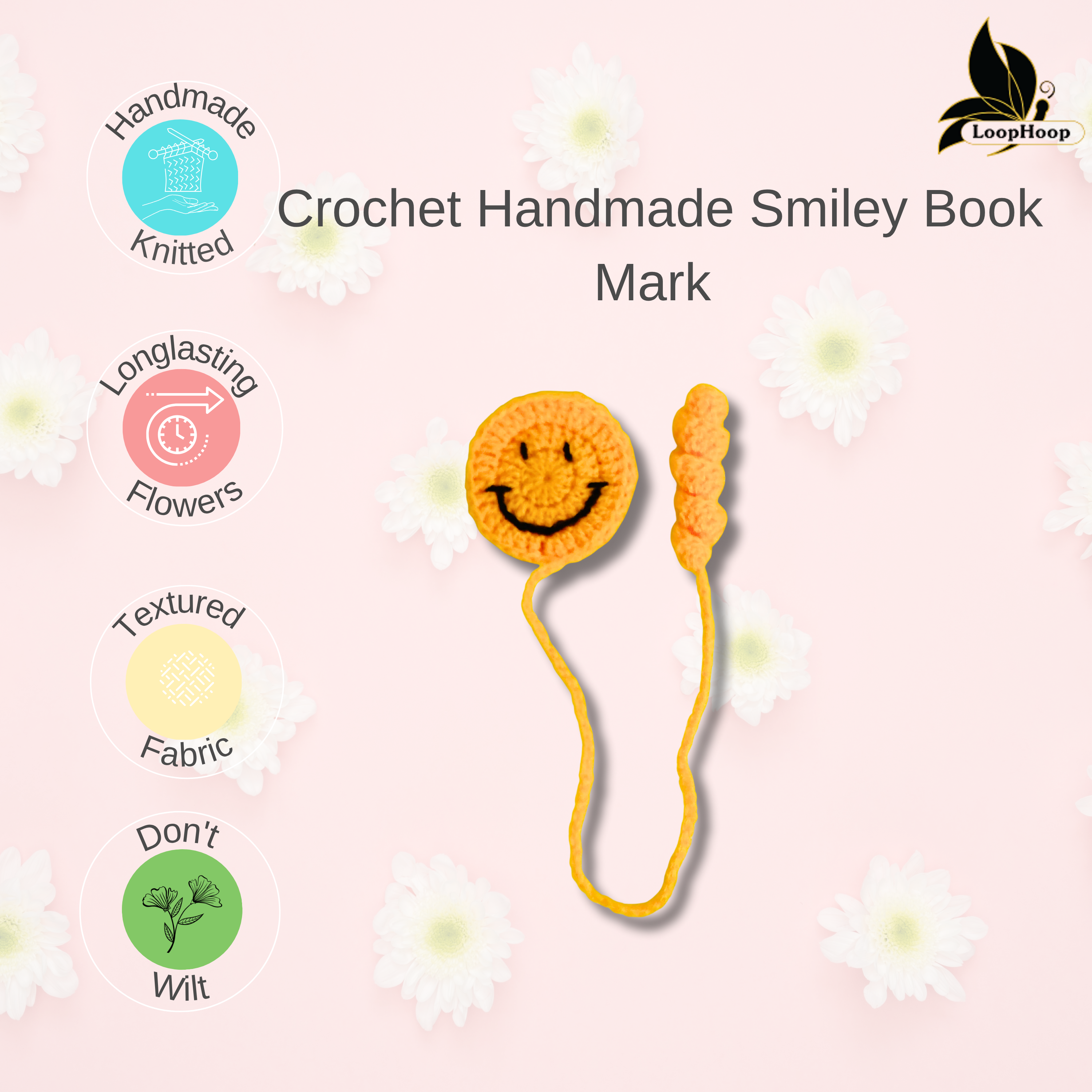 Crochet Handmade Smily Bookmark (1 steam)