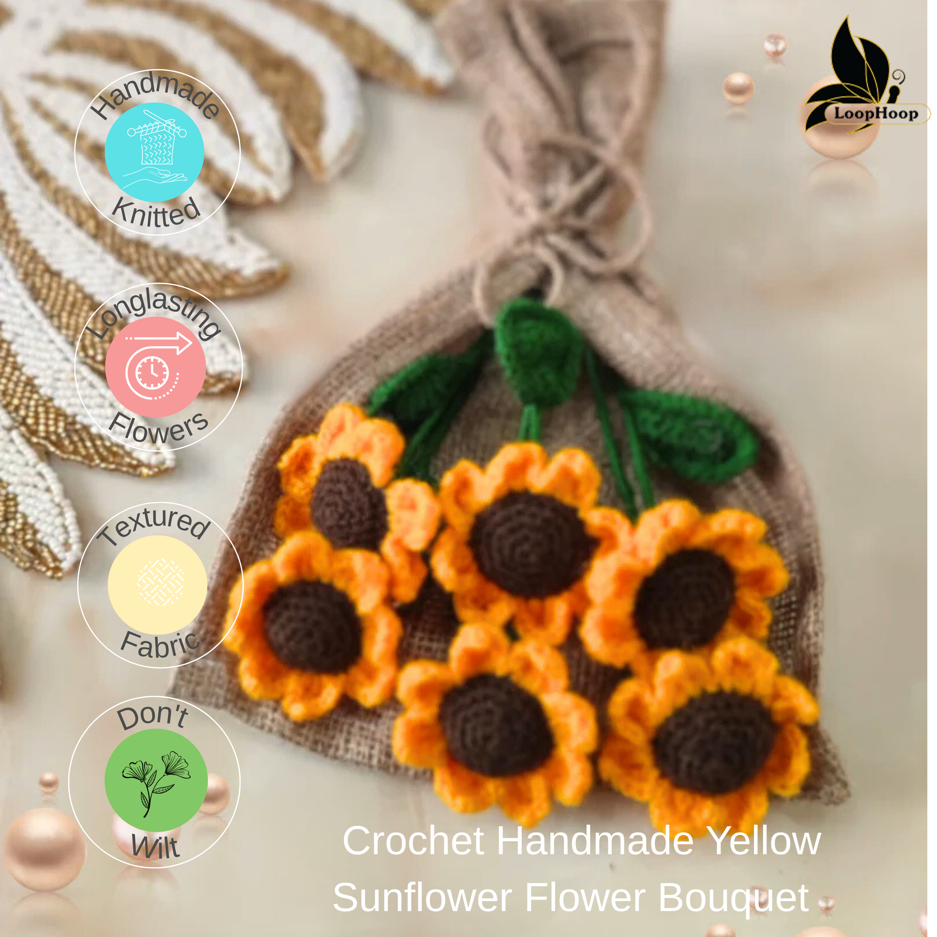 Yellow Mellow Handmade Crochet Sunflower Bouquet