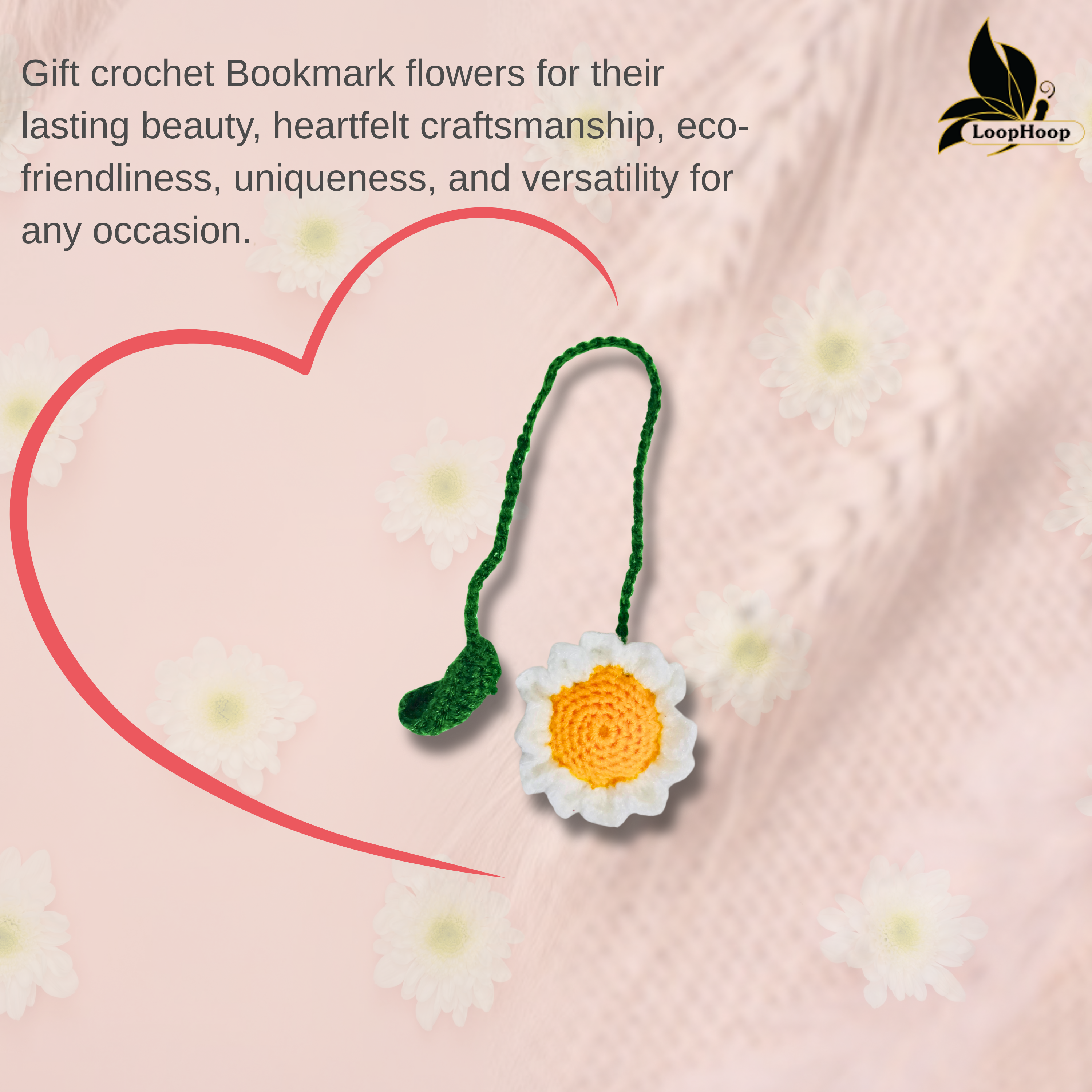 Crochet Handmade Sunflower Bookmark (1 steam)