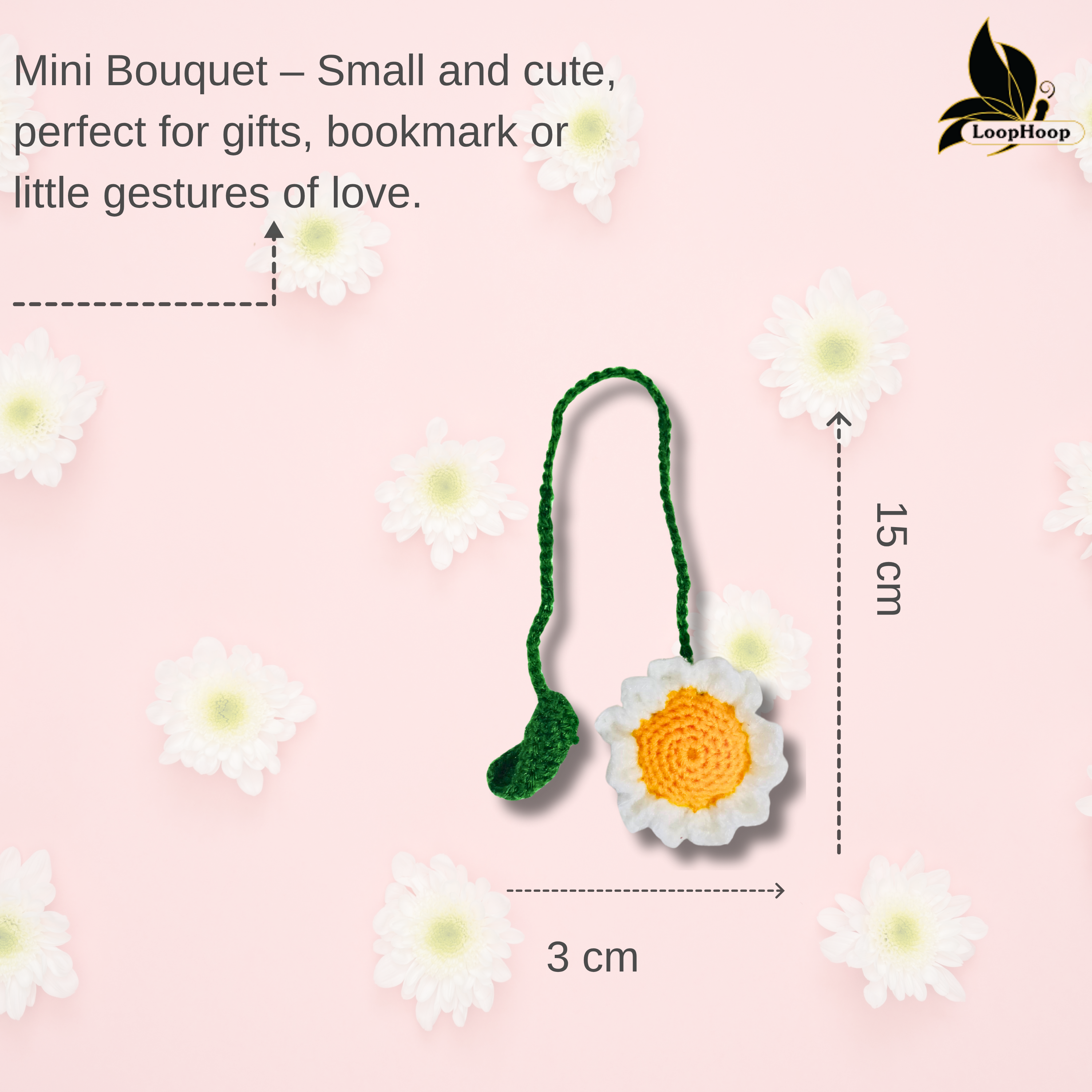 Crochet Handmade Sunflower Bookmark (1 steam)