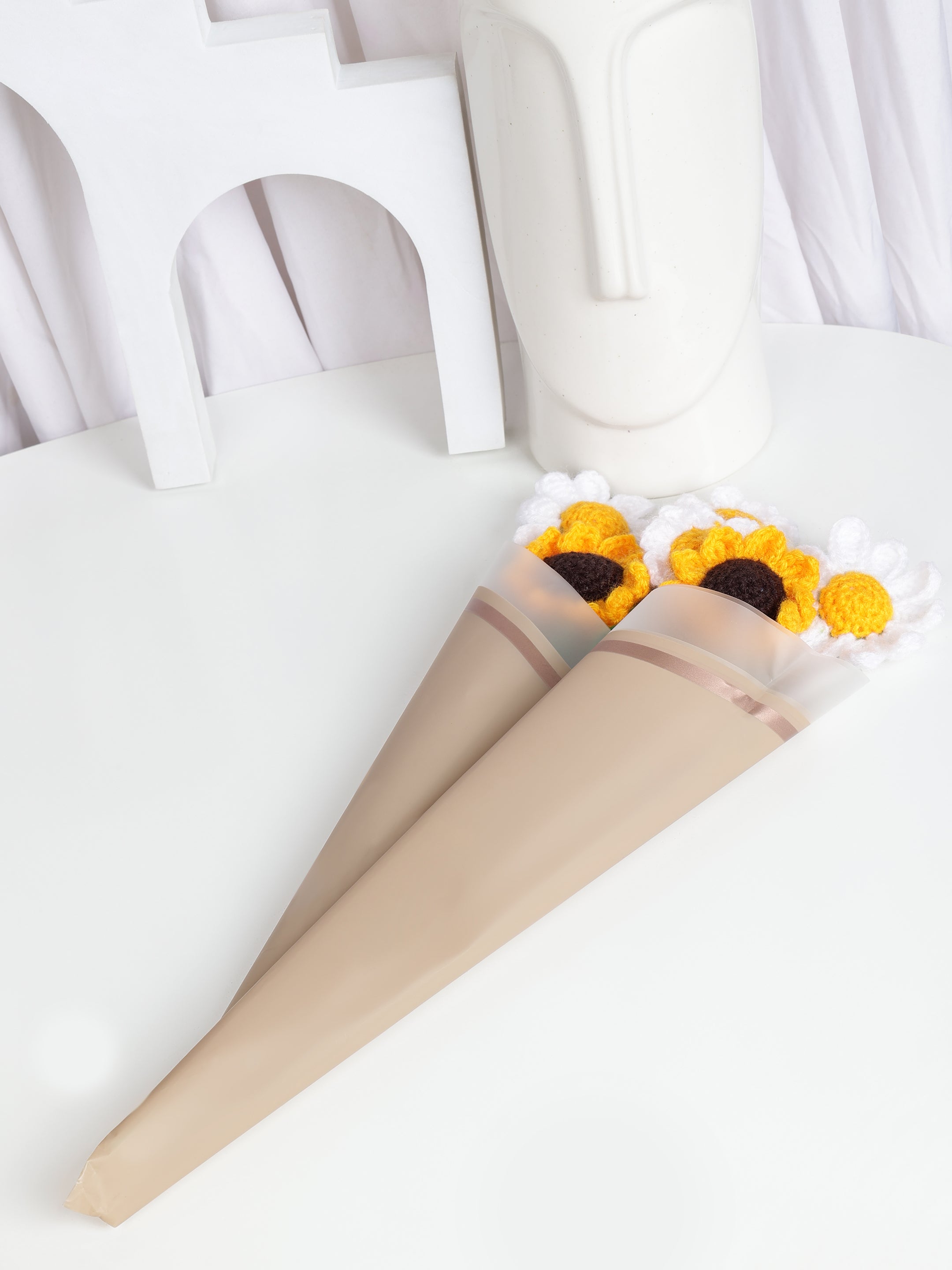 Crochet Handmade Sunflower And Daisy Flower Bouquet - 6 steam