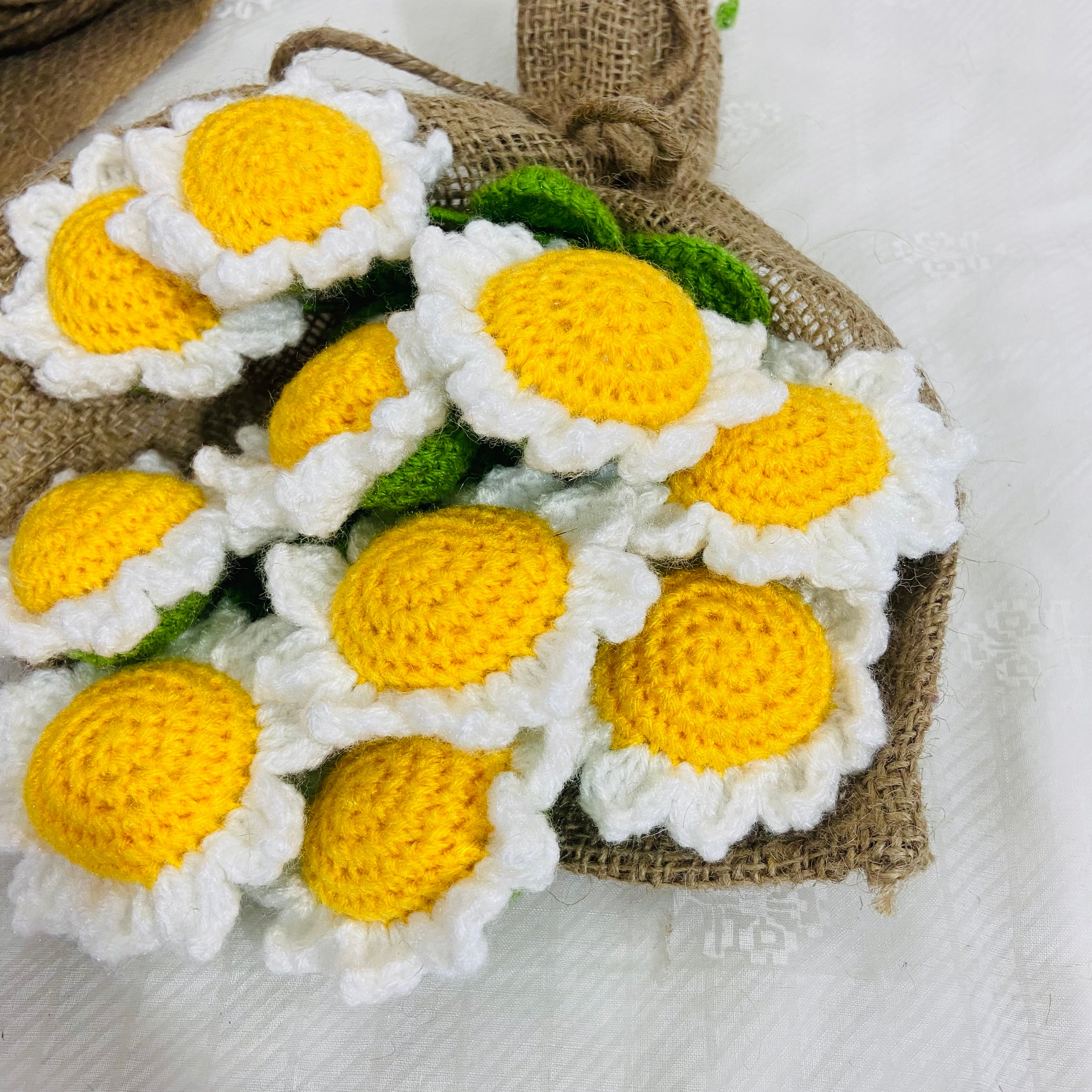 Radiant Handmade White Sunflower bouquet (10 Stems)