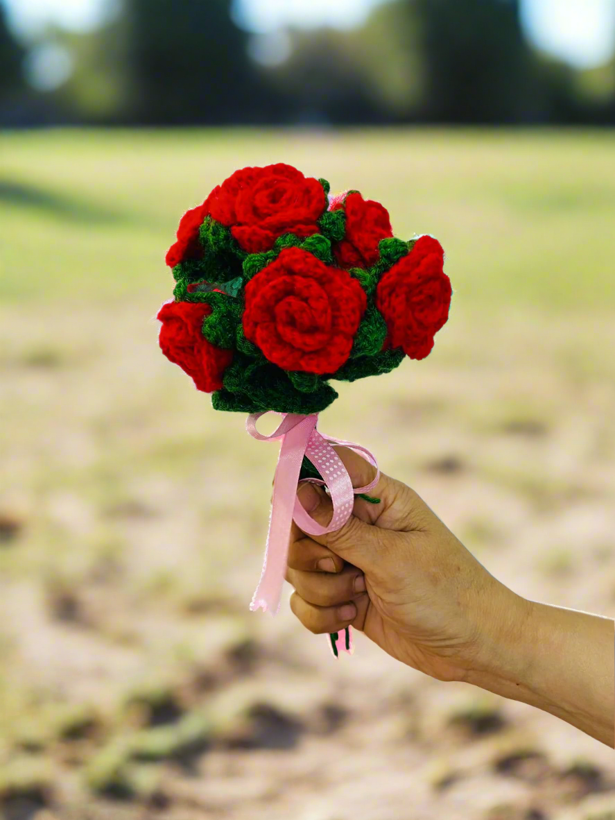 Handmade flower bunch- set of 6 roses