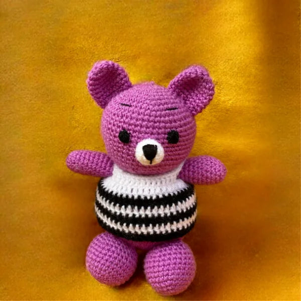 Crochet Handmade Purple Teddy Toy