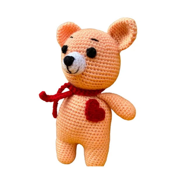 Crochet Peach Love Teddy Handmade Toy