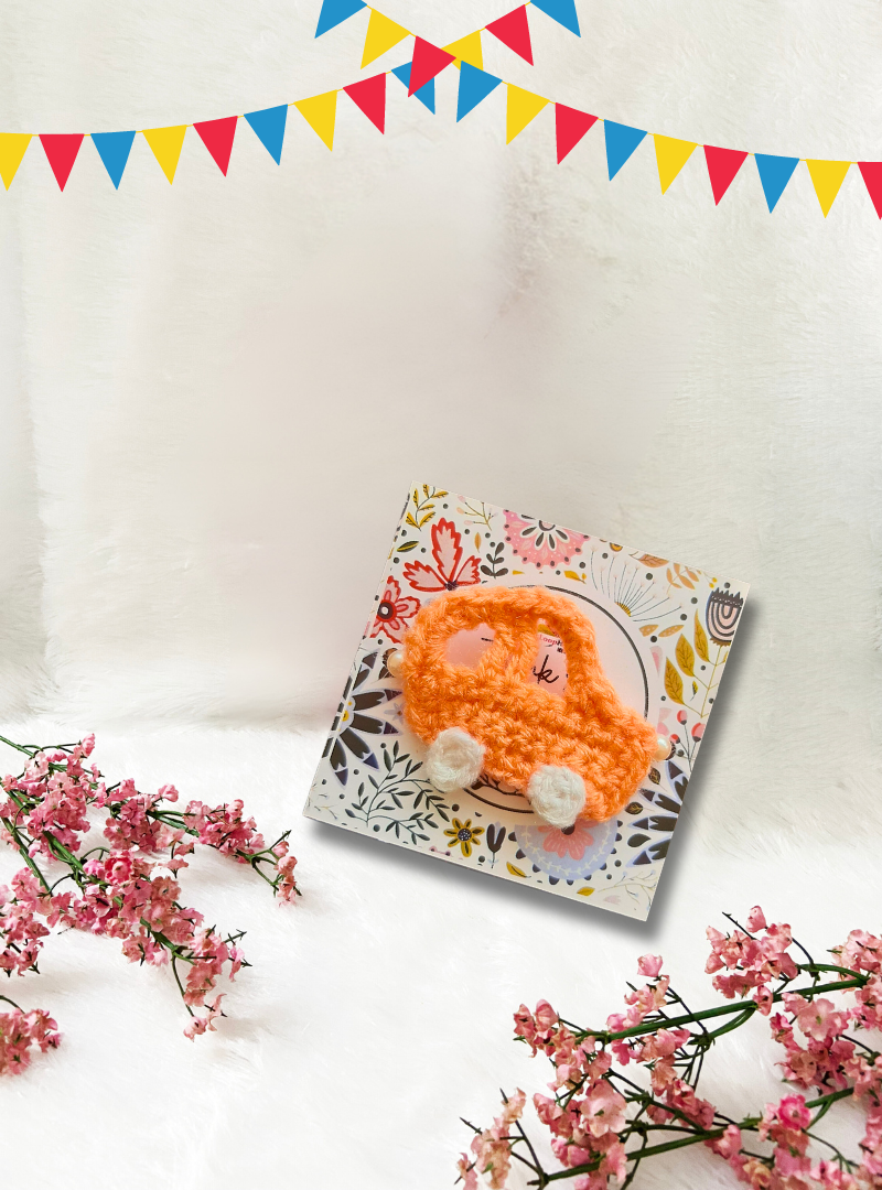 Handmade Crochet Car Rakhi with Krishna Toy
