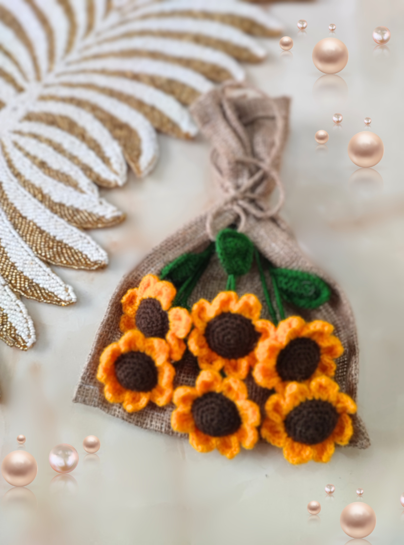 Yellow Mellow Handmade Crochet Sunflower Bouquet