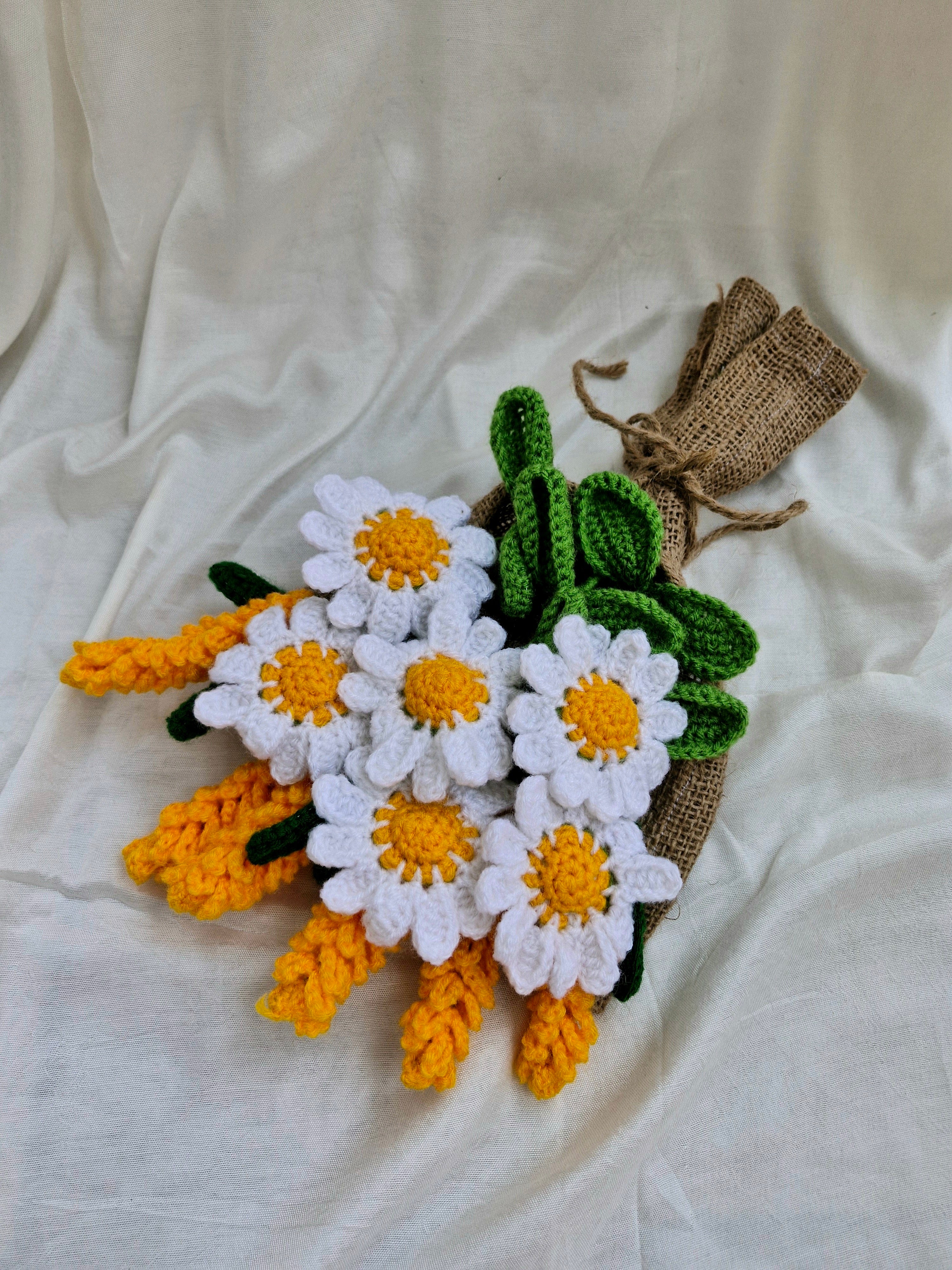 Serene Daisies Handmade Crochet Flower Bouquet (12 stems)