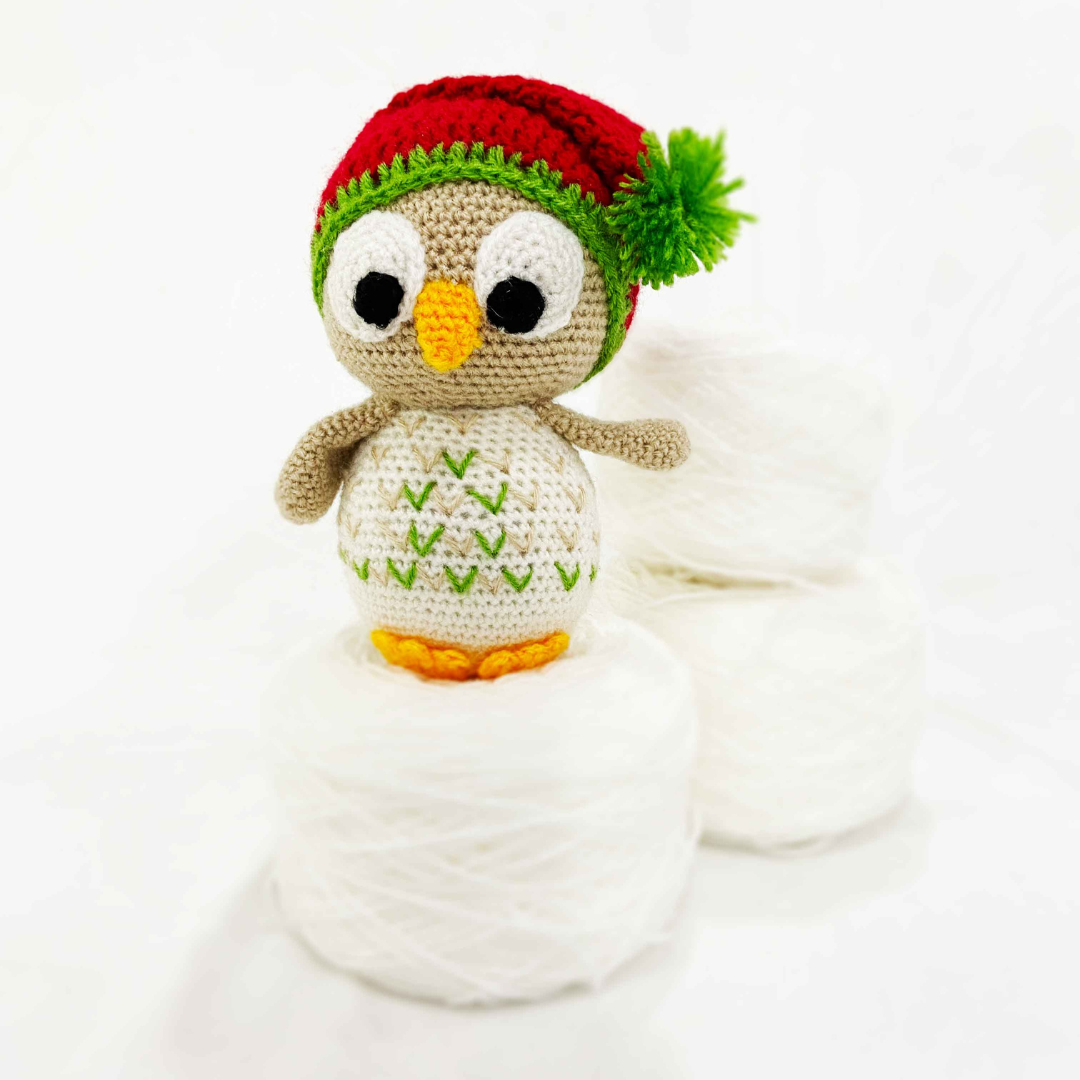 Handmade flower bouquet-Set of 3 red tulip+3 pink tulip and 1 owl toy