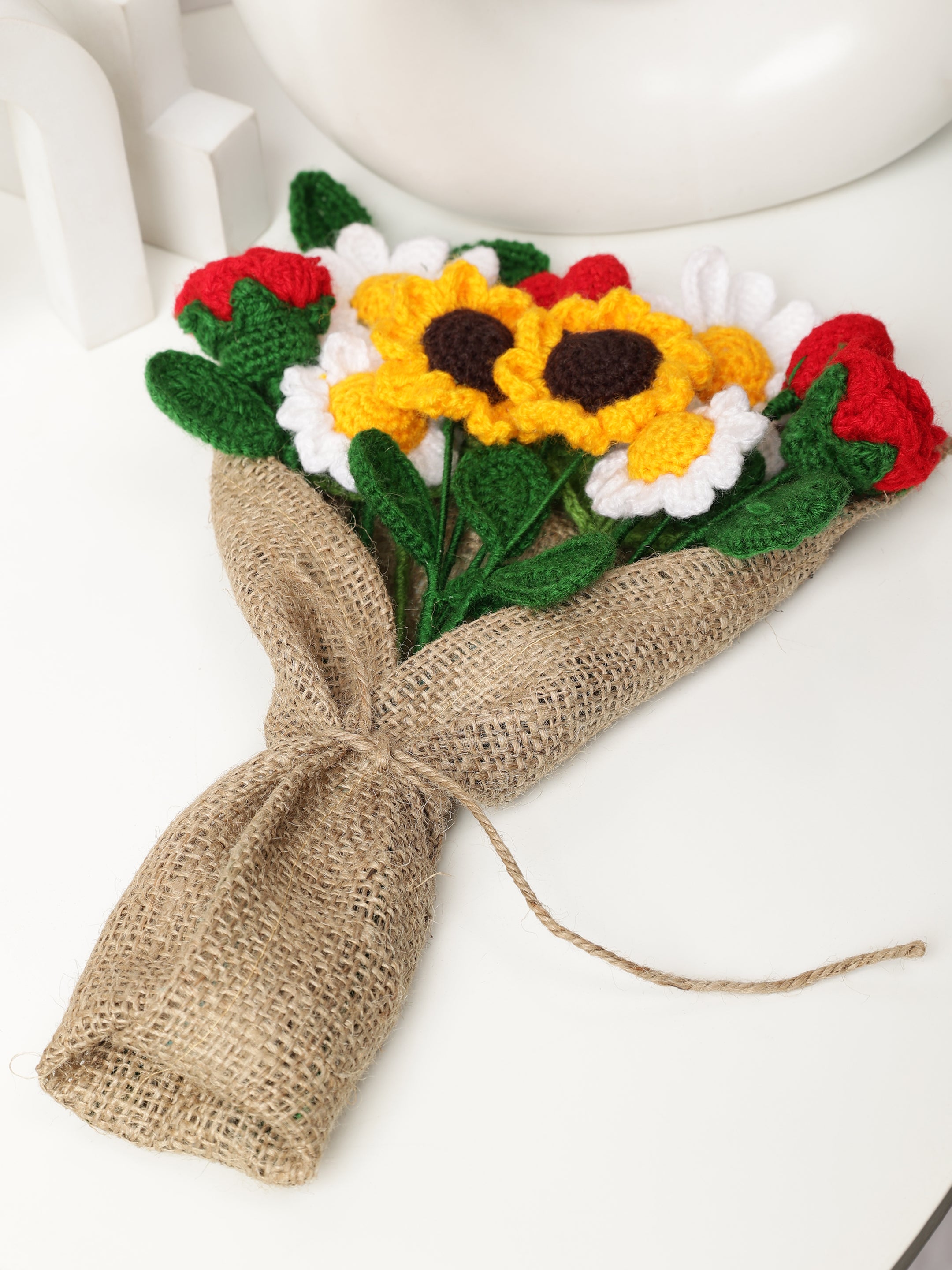 Crochet Handmade Sunflower Mix Bouquet- 12 steam