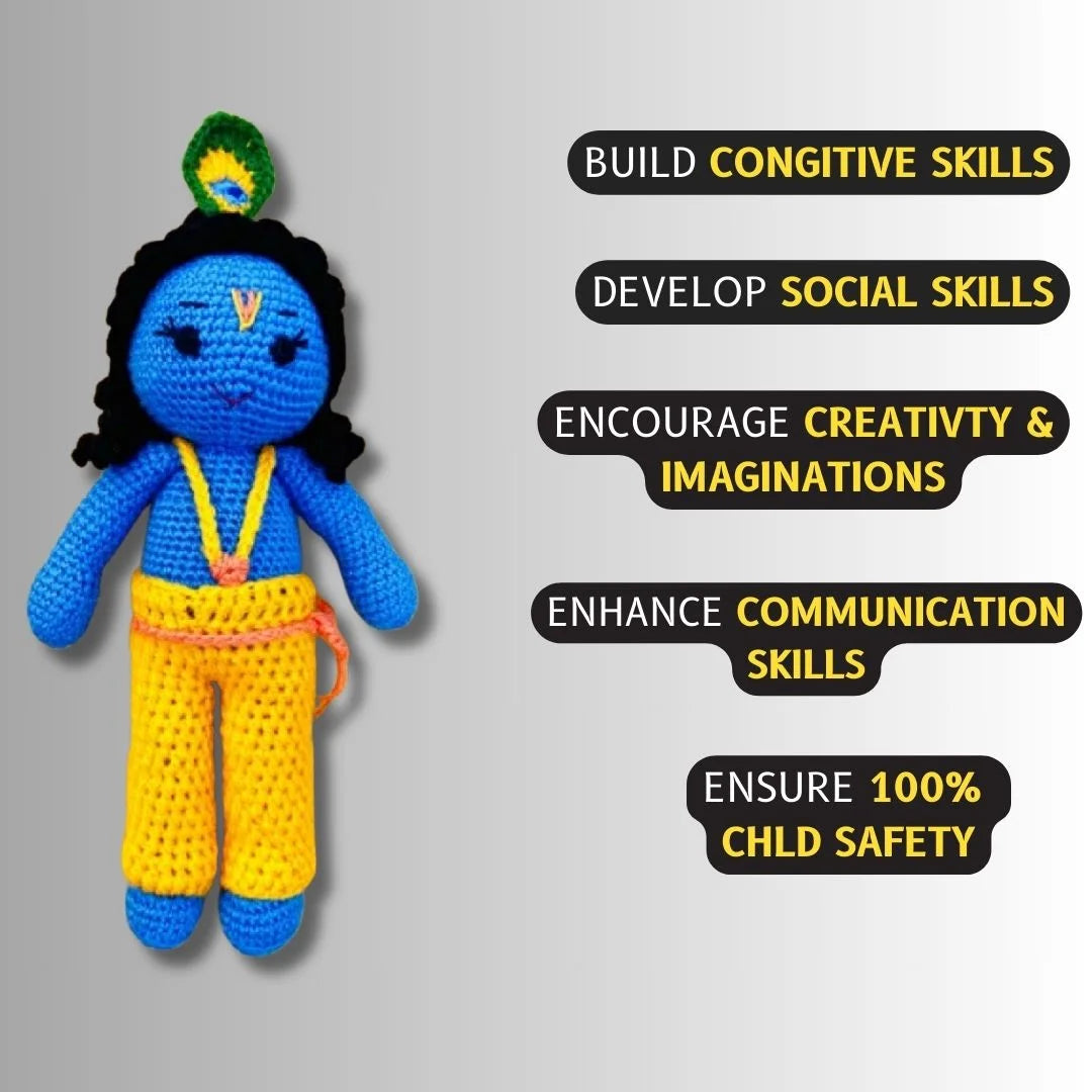 The Set of 2 Toys -Crochet handmade Shyam Krishna toy & Crochet handmade Rainbow Doll toy