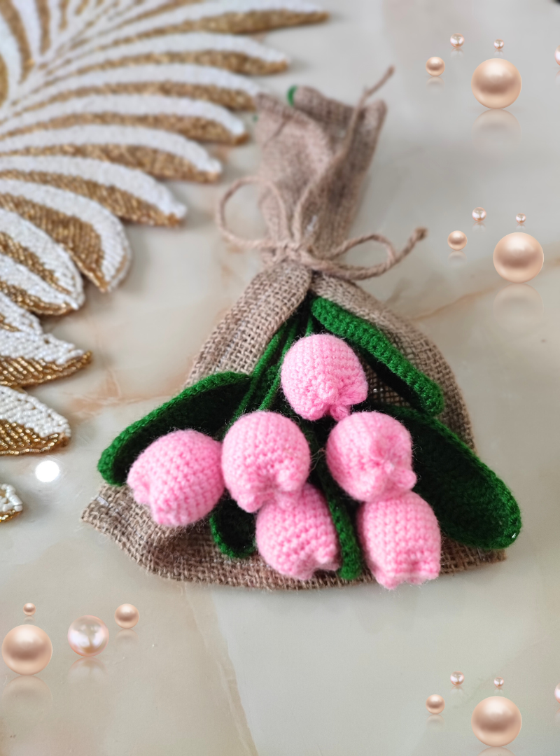 Crochet Flower Pink Tulip Bouquet