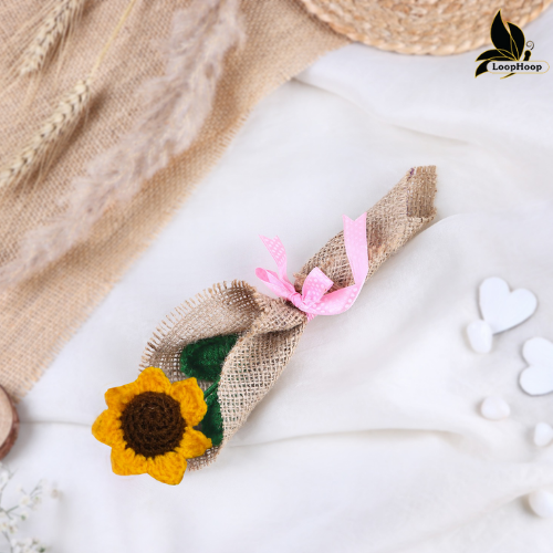 You are my Sunshine Sunflower Crochet Flower Bouquet (1 Stem)